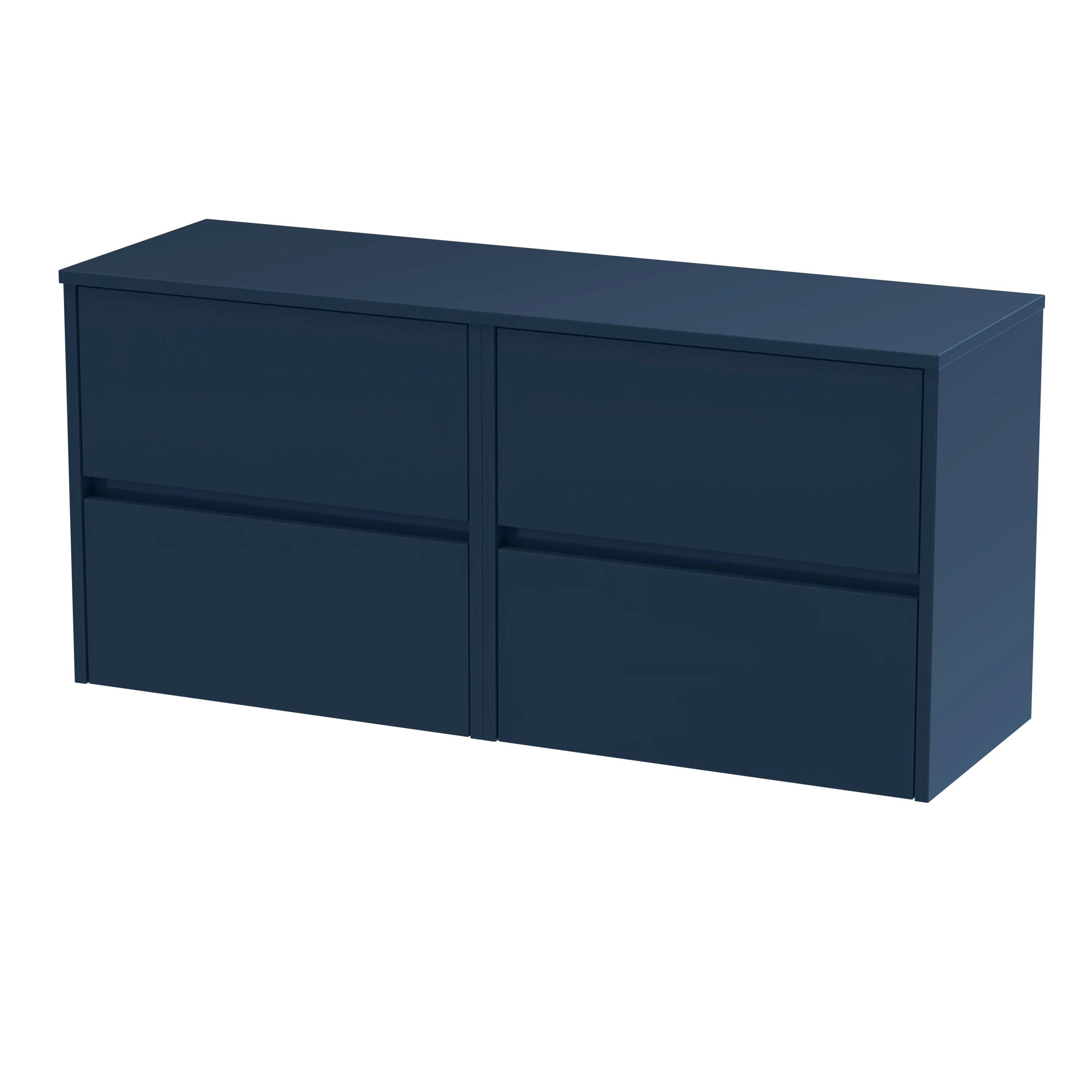 Hudson Reed Havana 1200mm Wall Hung 4 Drawer Unit & Laminate Worktop - Midnight Blue