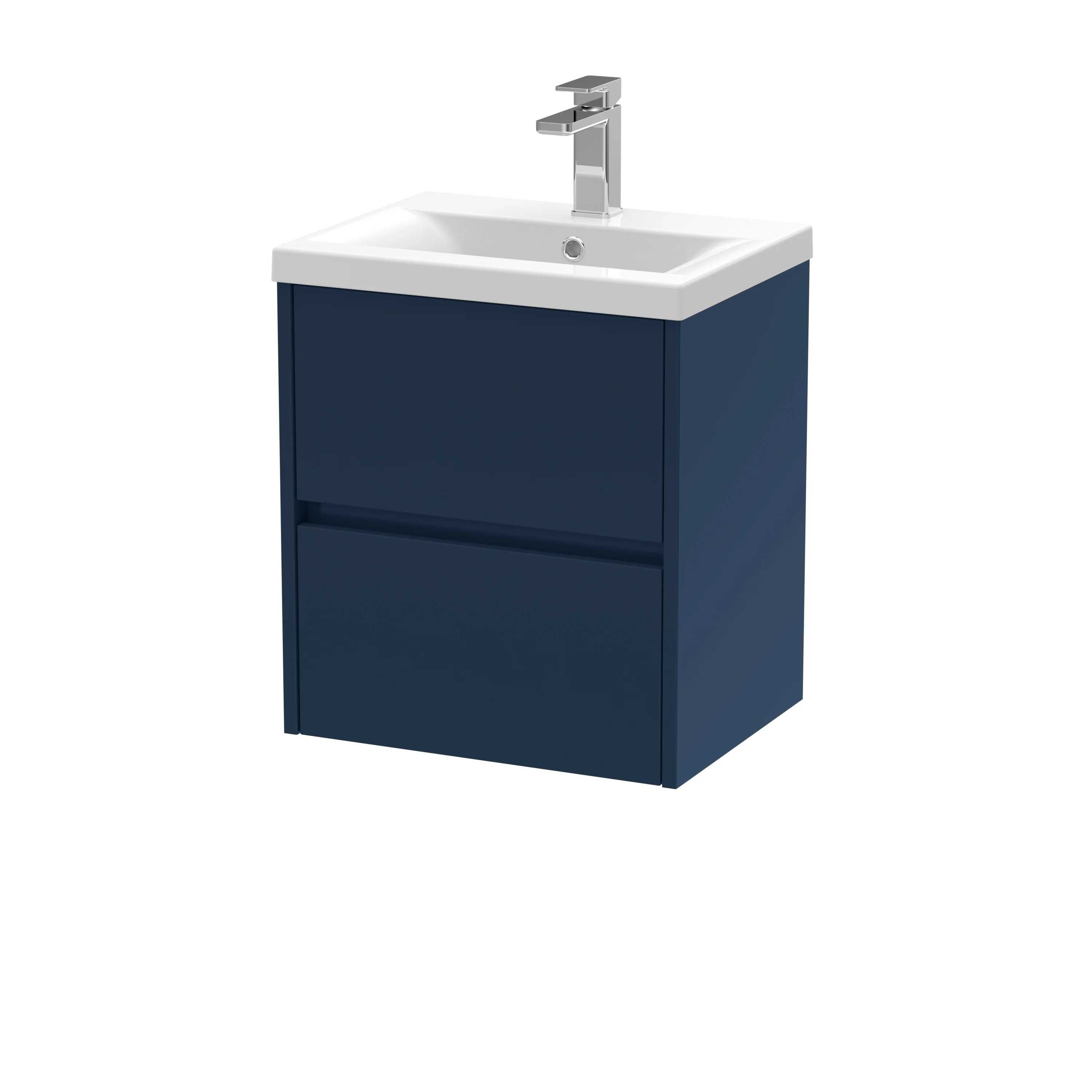 Hudson Reed Havana 500mm Wall Hung 2-Drawer Unit & Basin 1 - Midnight Blue