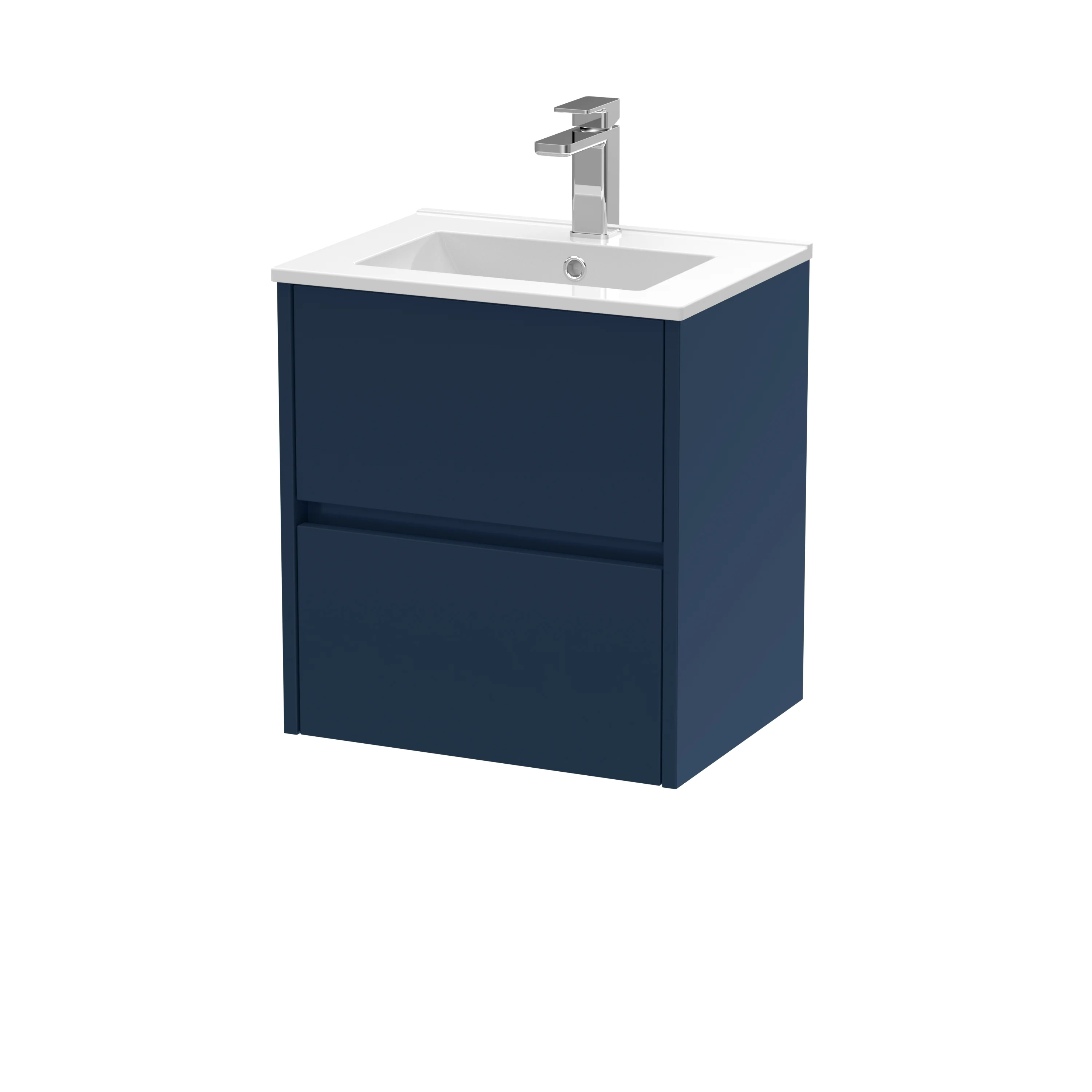 Hudson Reed Havana 500mm Wall Hung 2-Drawer Unit & Basin 2 - Midnight Blue