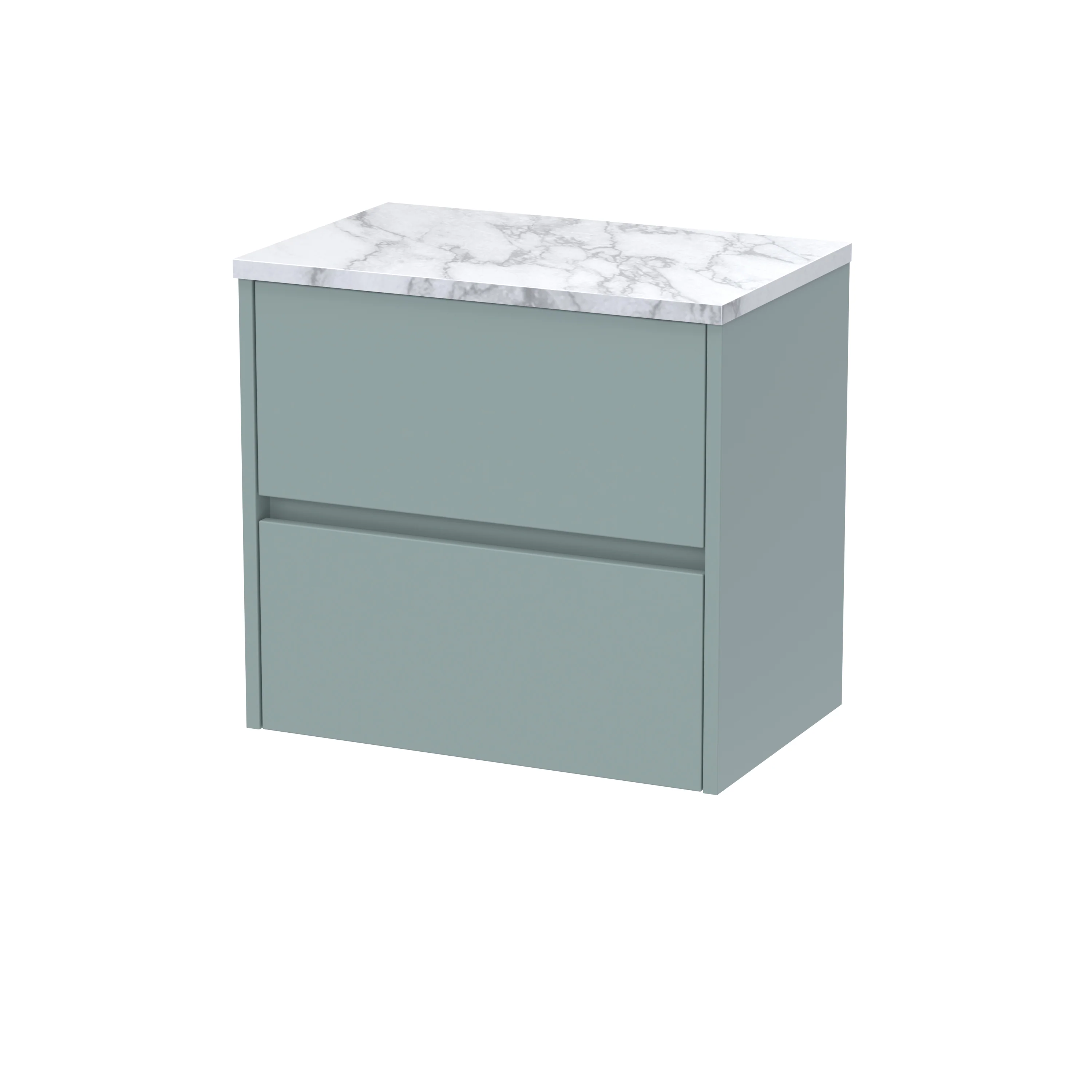 Hudson Reed Havana 600mm Wall Hung 2-Drawer Unit & Laminate Worktop - Coastal Grey