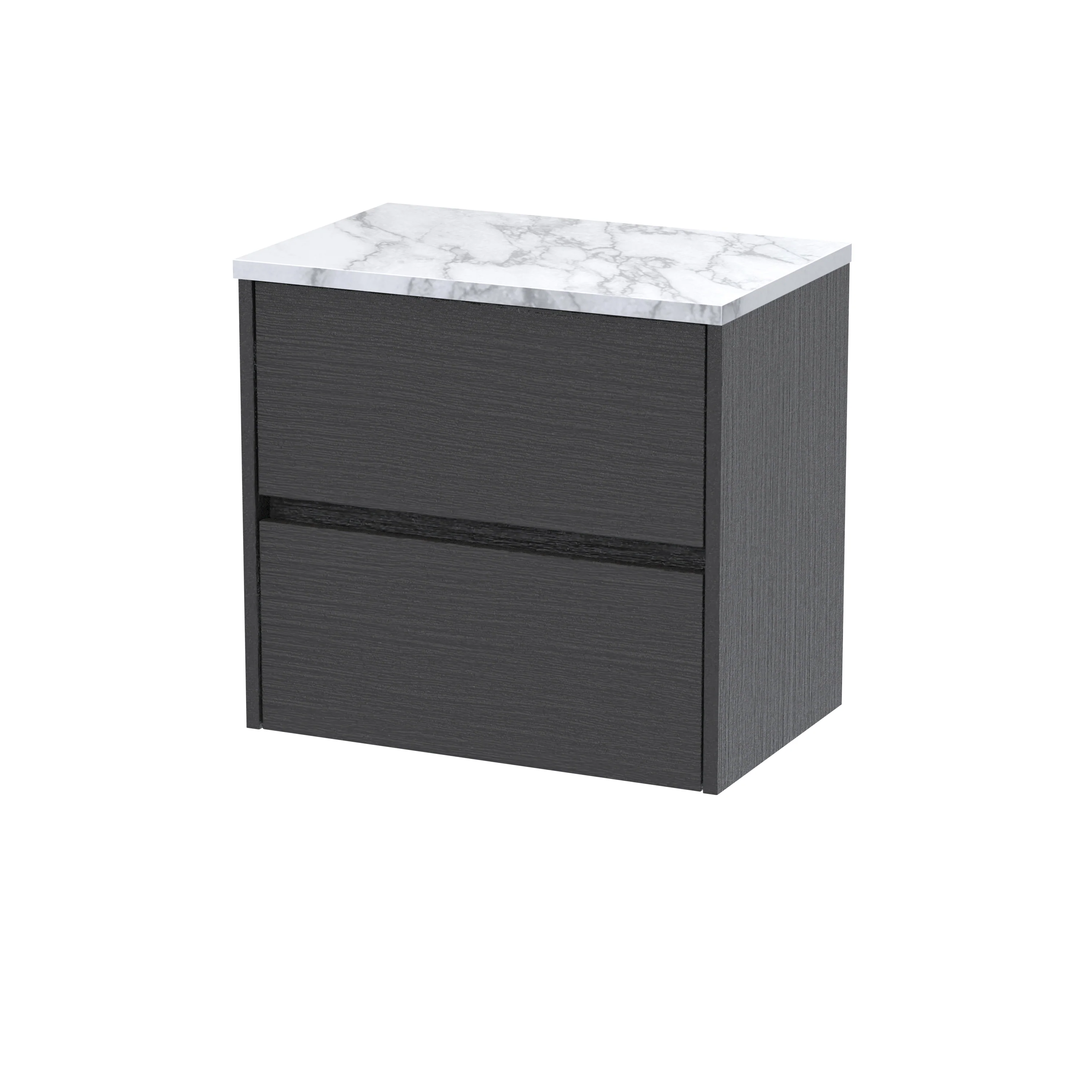 Hudson Reed Havana 600mm Wall Hung 2-Drawer Unit & Laminate Worktop - Graphite Grey Woodgrain