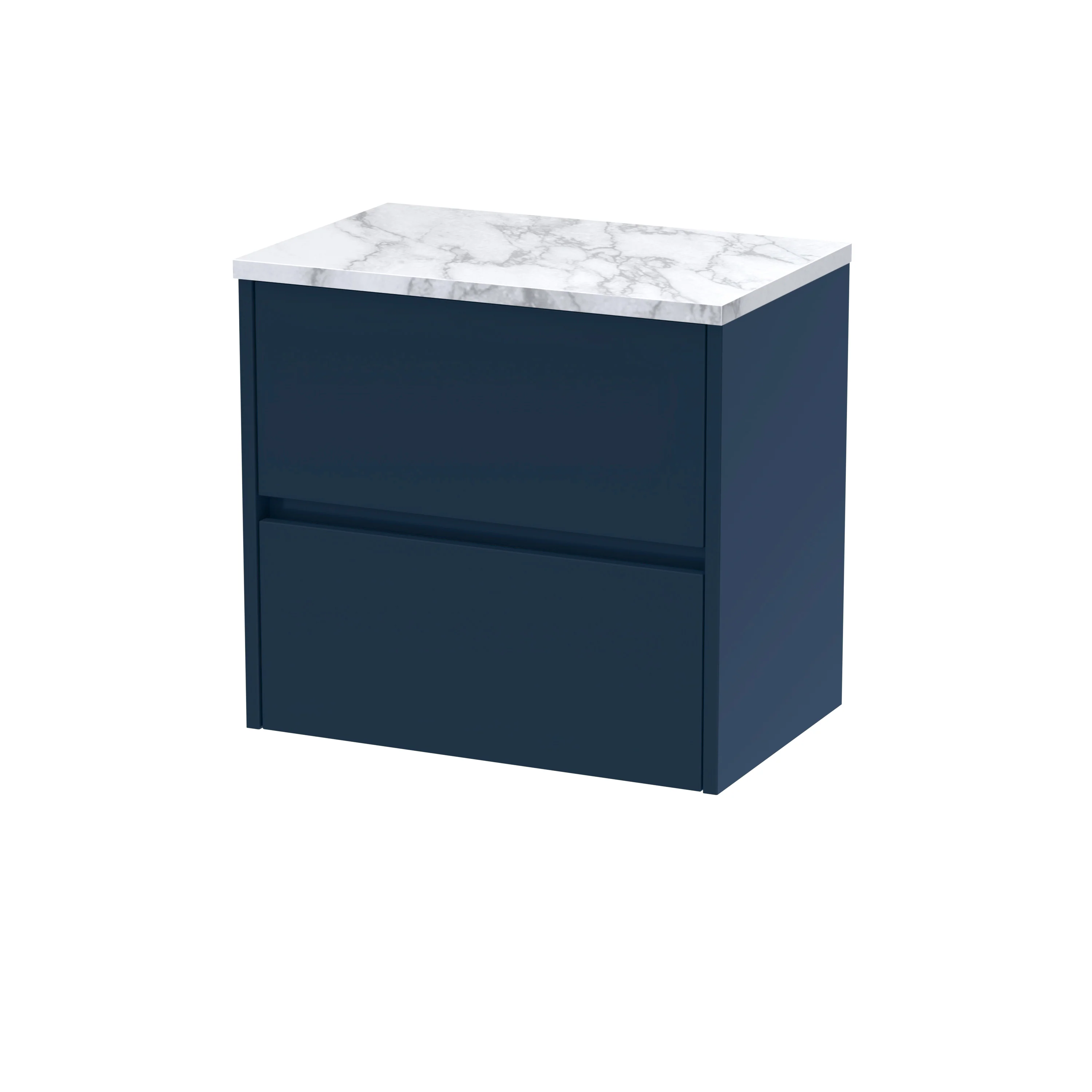 Hudson Reed Havana 600mm Wall Hung 2-Drawer Unit & Laminate Worktop - Midnight Blue