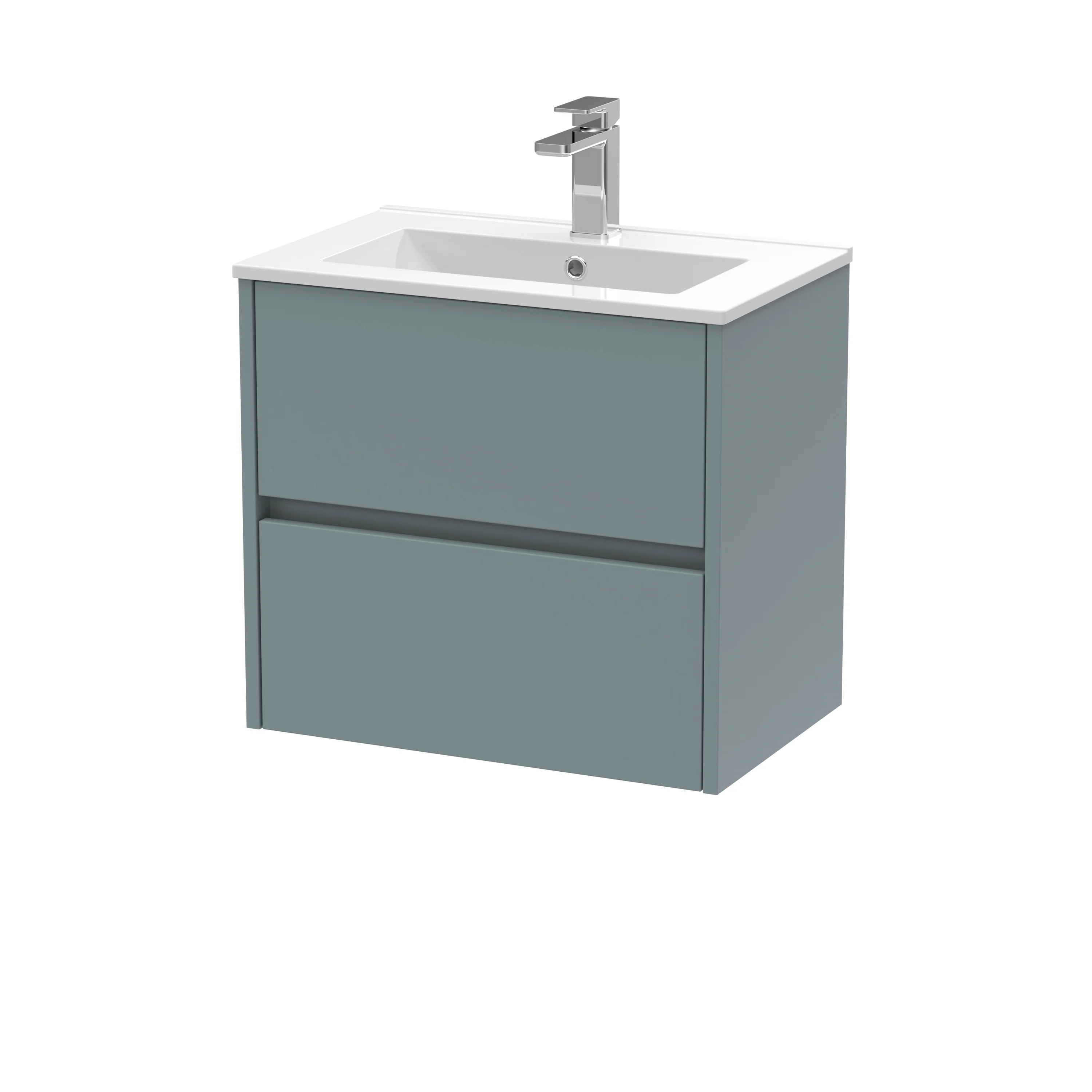 Hudson Reed Havana 600mm Wall Hung 2-Drawer Unit & Basin 2 - Coastal Grey