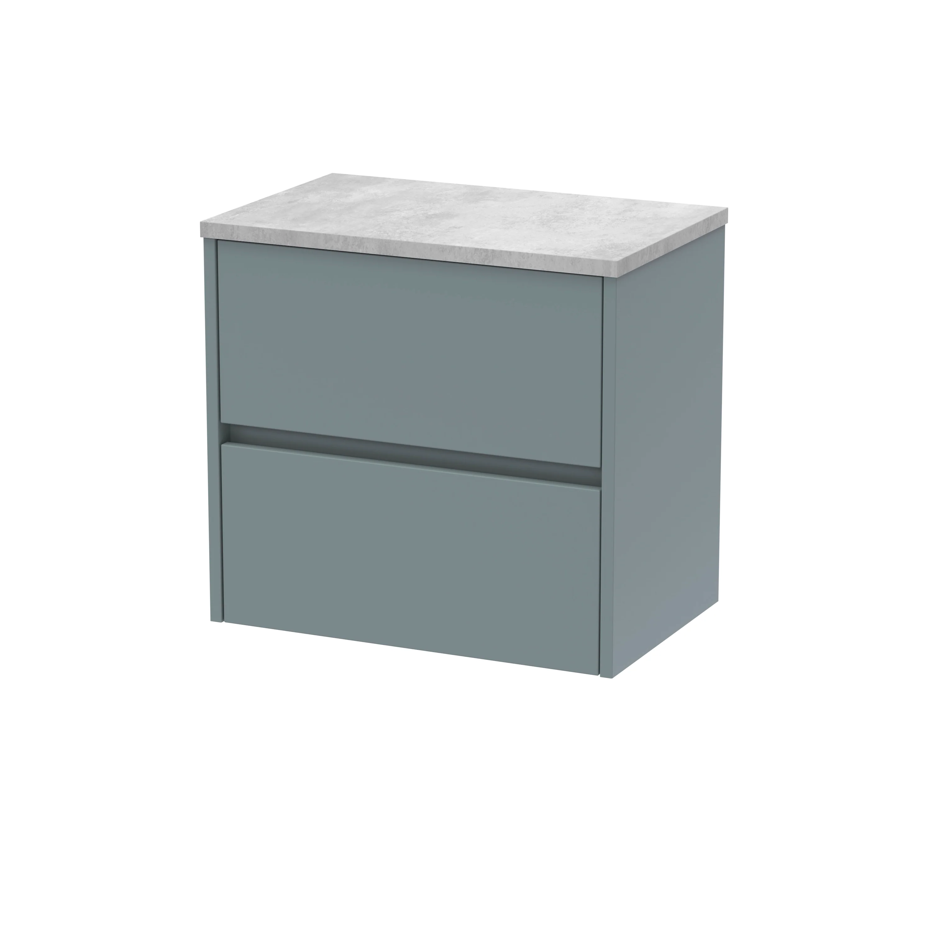 Hudson Reed Havana 600mm Wall Hung 2-Drawer Unit & Laminate Worktop - Coastal Grey