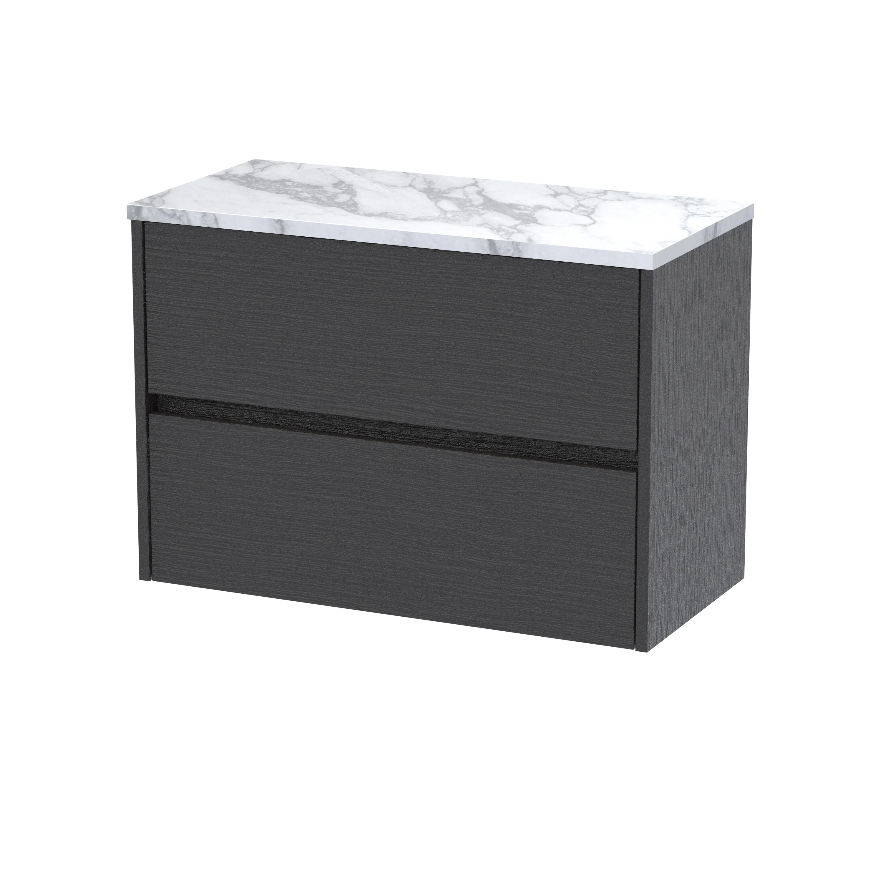 Hudson Reed Havana 800mm Wall Hung 2-Drawer Unit & Laminate Worktop - Graphite Grey Woodgrain