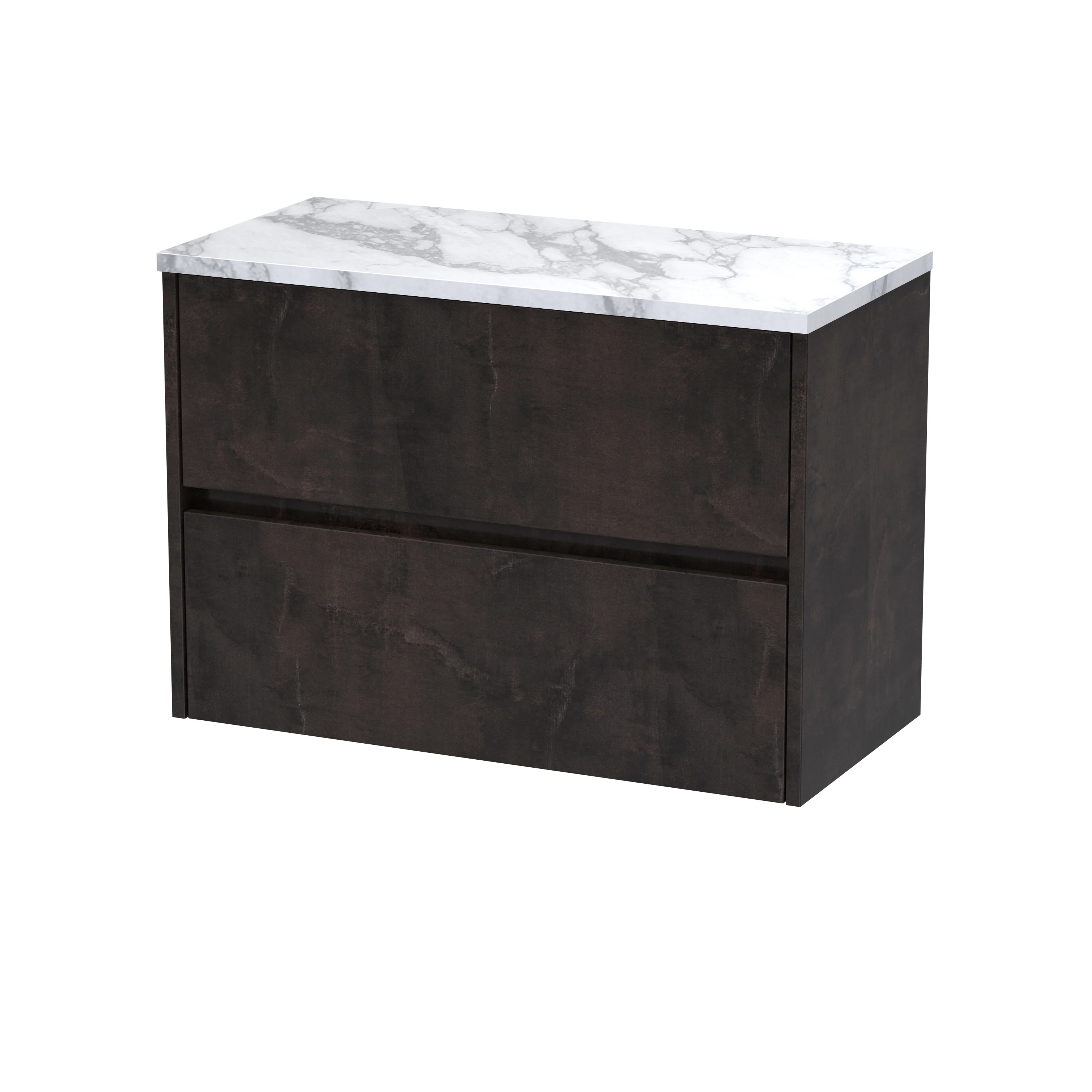 Hudson Reed Havana 800mm Wall Hung 2-Drawer Unit & Laminate Worktop - Metallic Slate