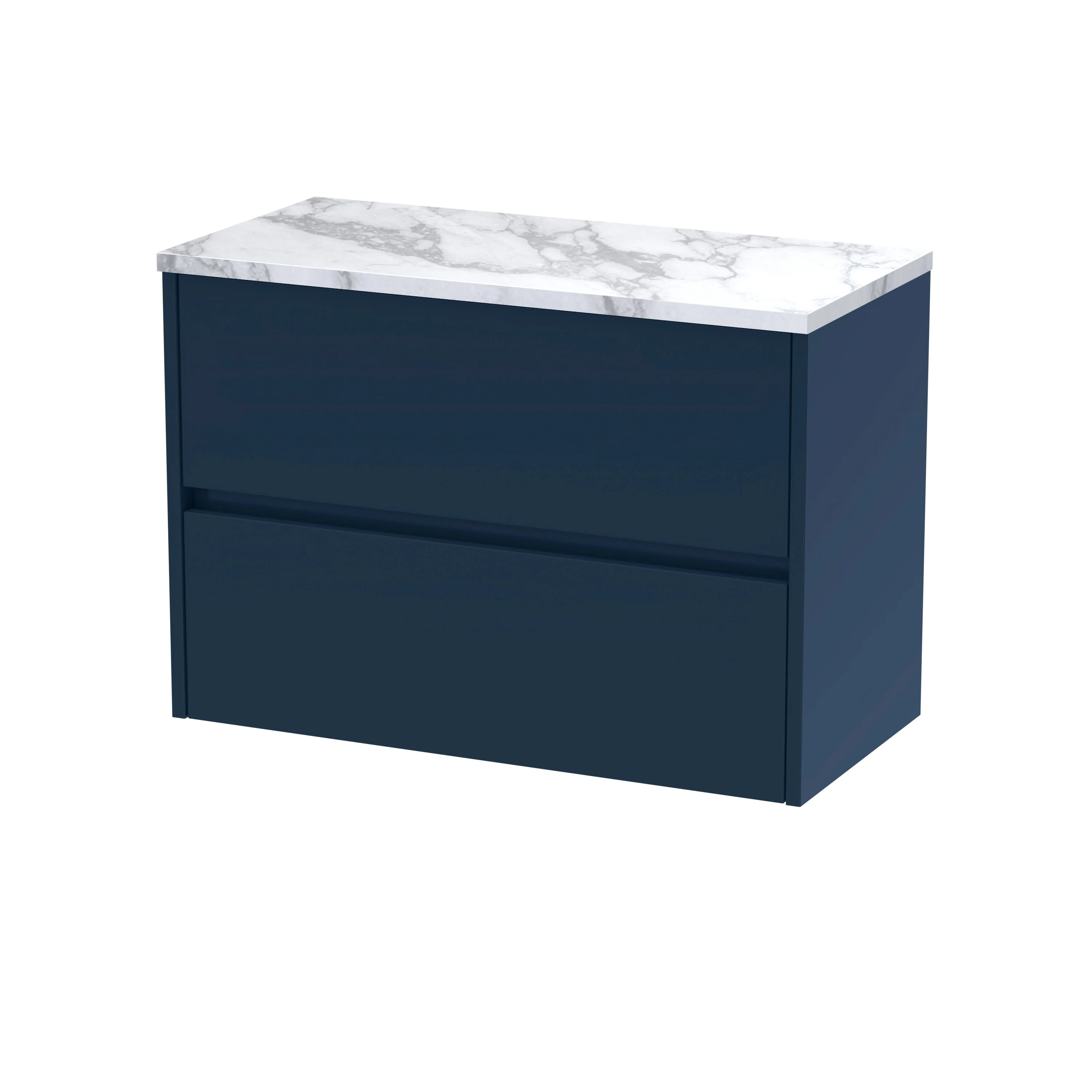 Hudson Reed Havana 800mm Wall Hung 2-Drawer Unit & Laminate Worktop - Midnight Blue
