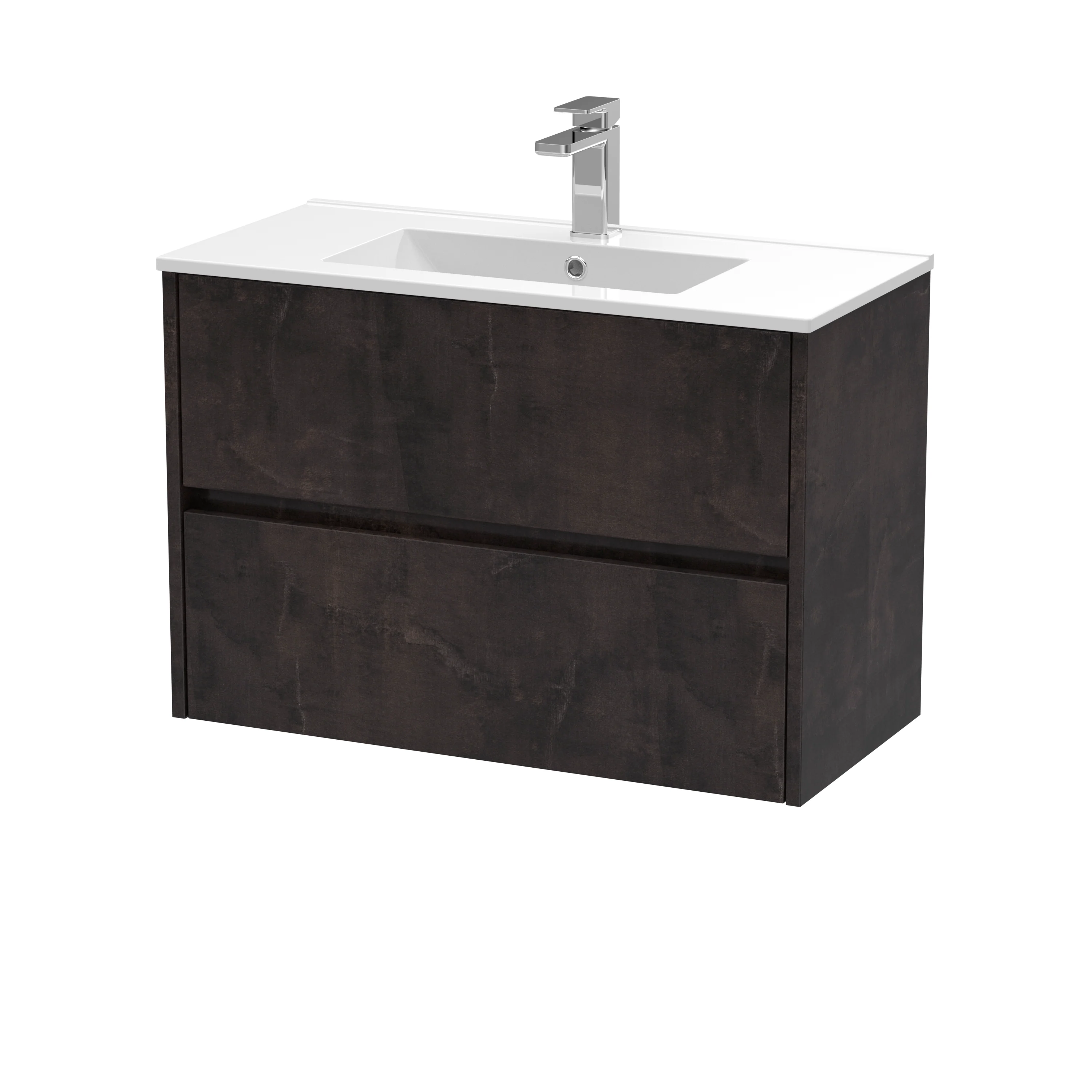 Hudson Reed Havana 800mm Wall Hung 2-Drawer Unit & Basin 2 - Metallic Slate