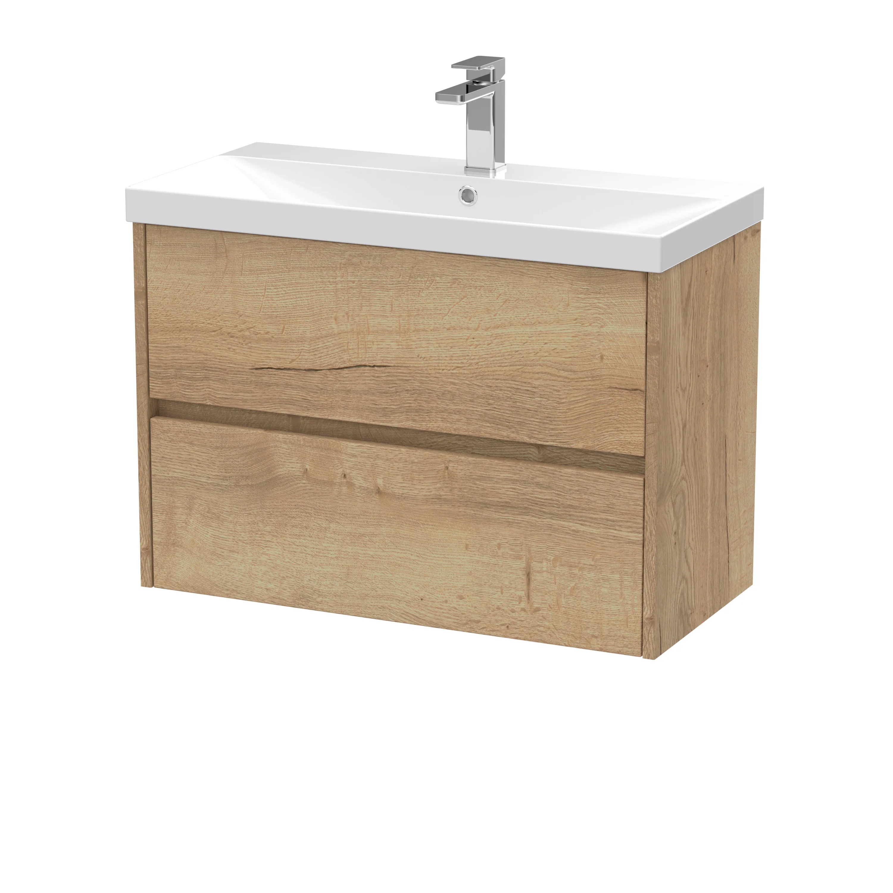 Hudson Reed Havana 800mm Wall Hung 2-Drawer Unit & Basin 3 - Autumn Oak