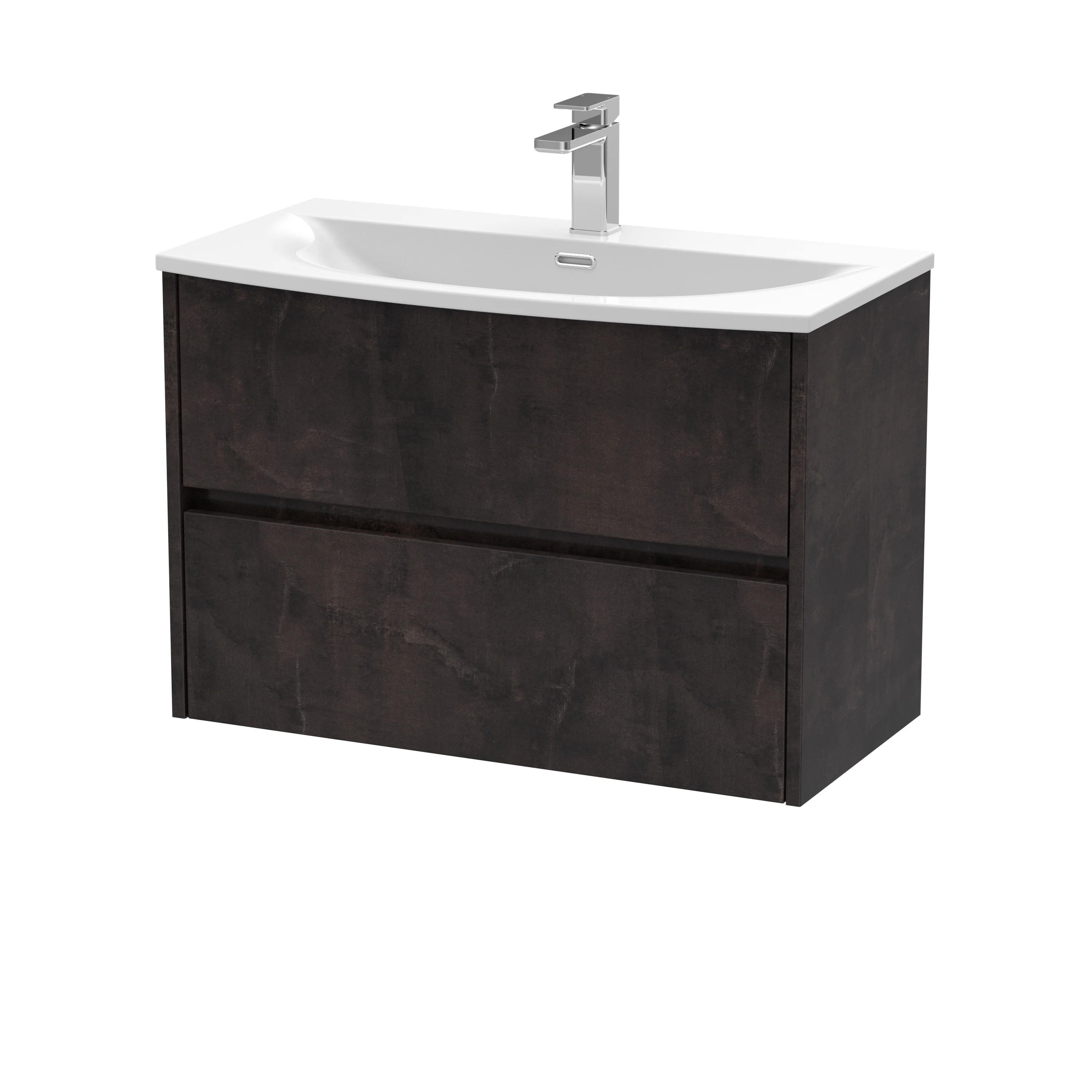 Hudson Reed Havana 800mm Wall Hung 2-Drawer Unit & Basin 4 - Metallic Slate
