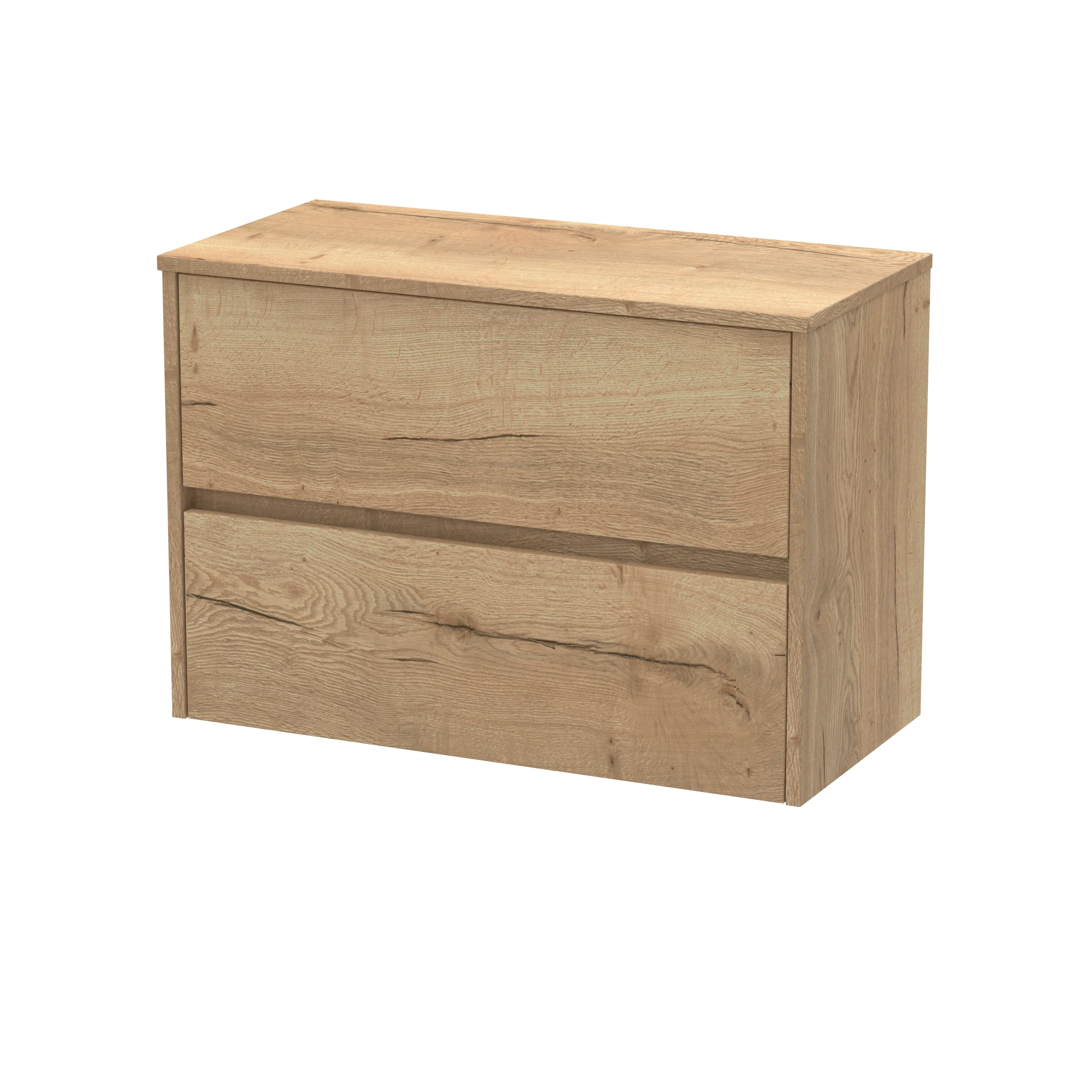 Hudson Reed Havana 800mm Wall Hung 2-Drawer Unit & Laminate Worktop - Autumn Oak