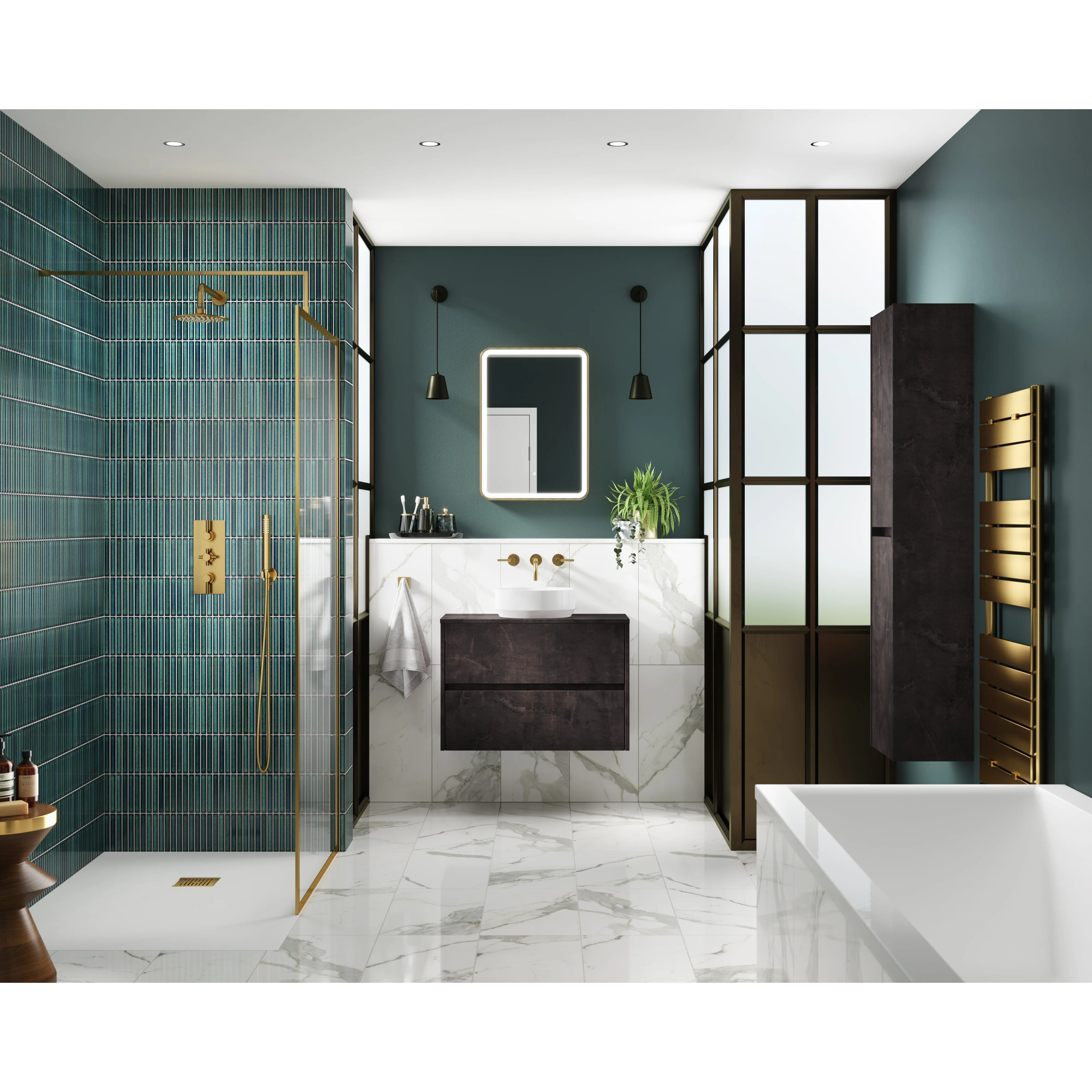 Hudson Reed Havana 800mm Wall Hung 2-Drawer Unit & Laminate Worktop - Metallic Slate - Image 2