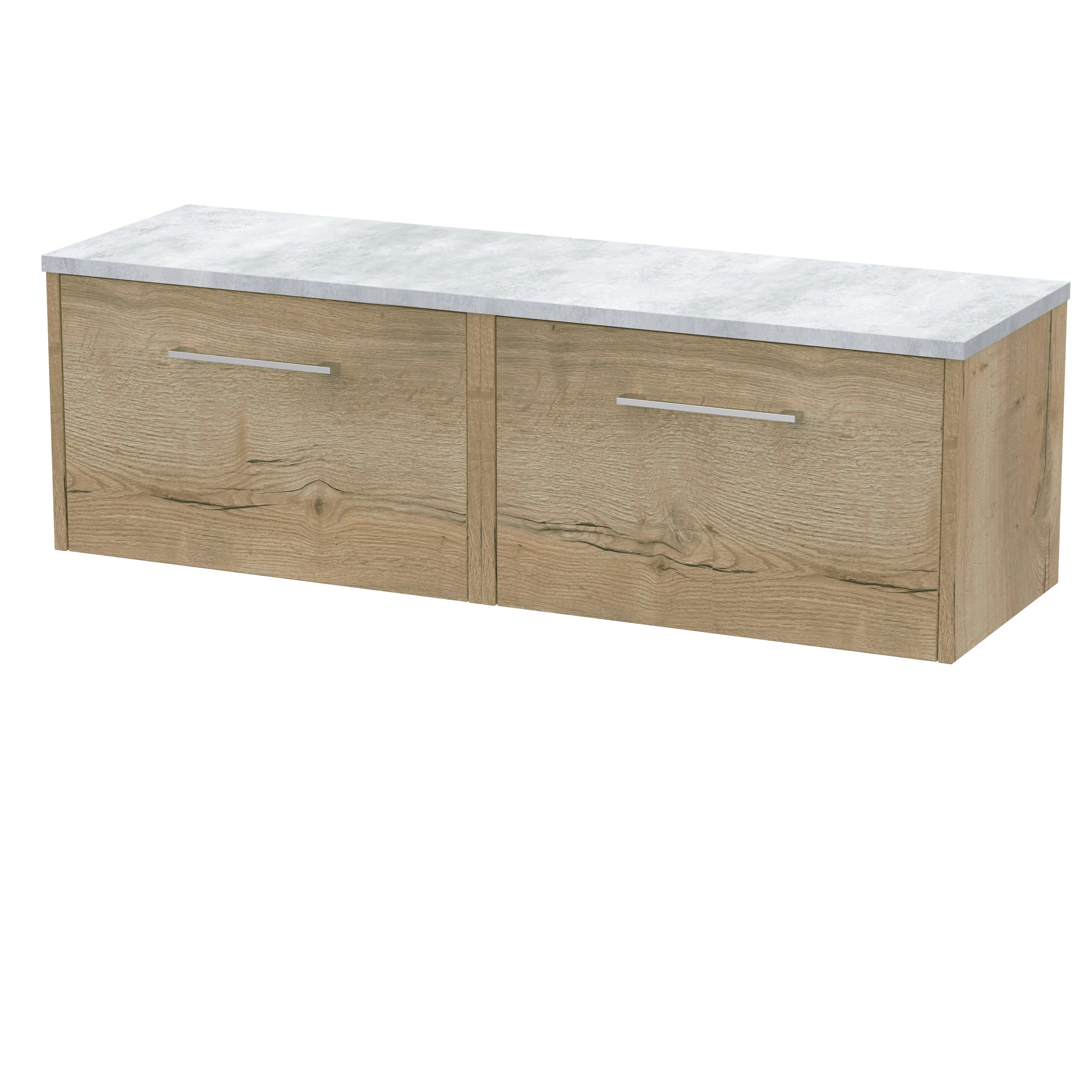Hudson Reed Juno 1200mm Wall Hung 2-Drawer Vanity & Laminate Worktop - Autumn Oak