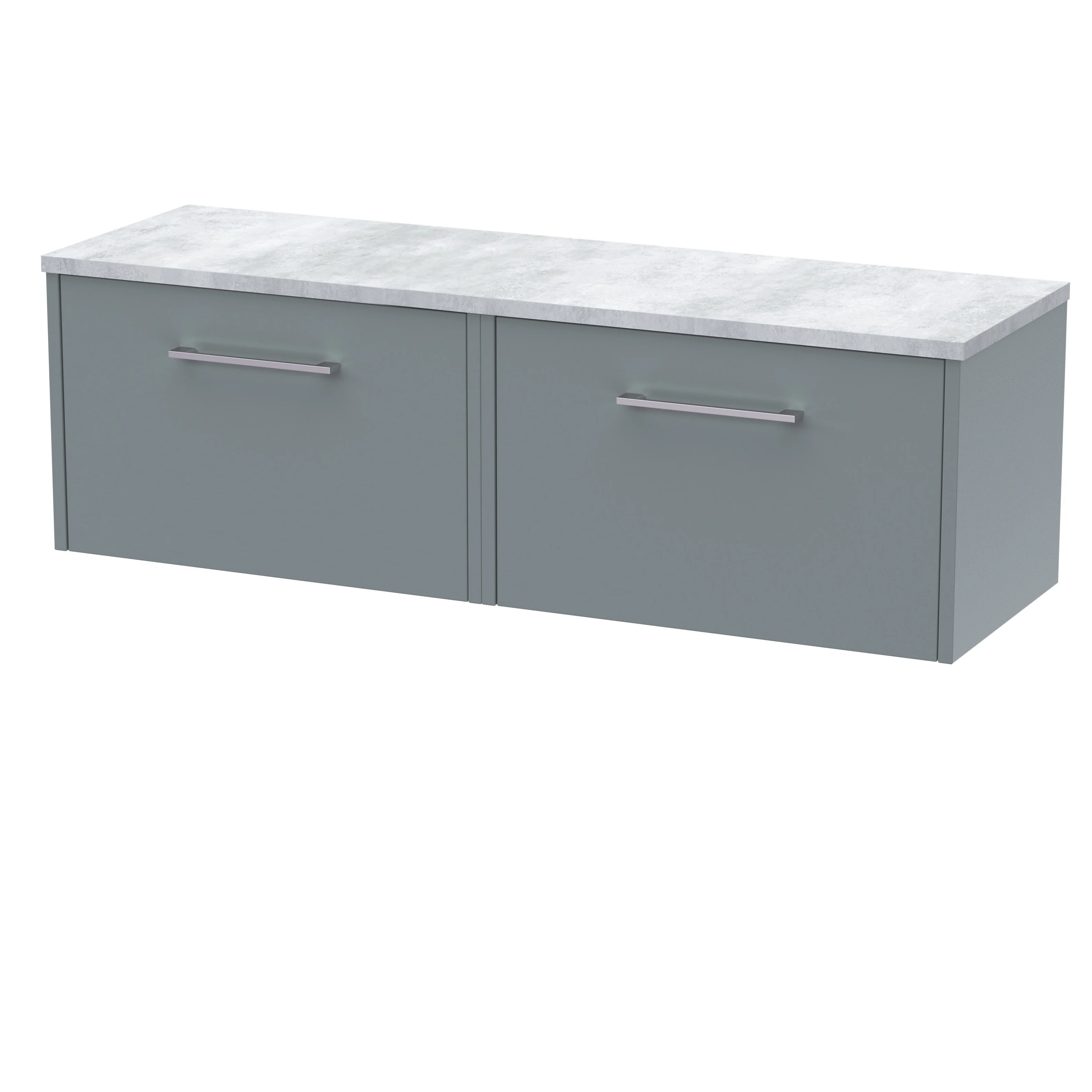 Hudson Reed Juno 1200mm Wall Hung 2-Drawer Vanity & Laminate Worktop - Coastal Grey