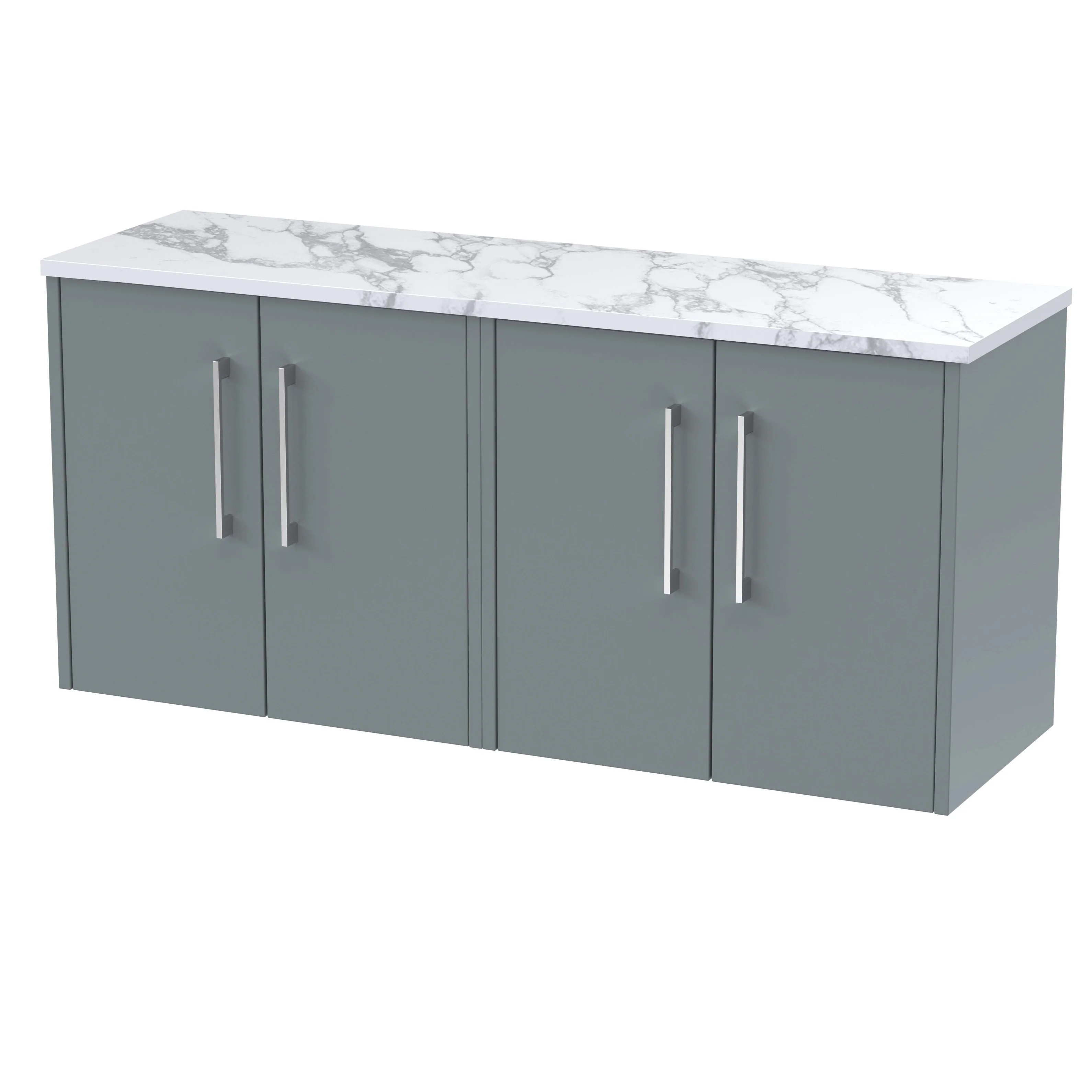 Hudson Reed Juno 1200mm Wall Hung 4-Door Vanity & Laminate Worktop - Coastal Grey