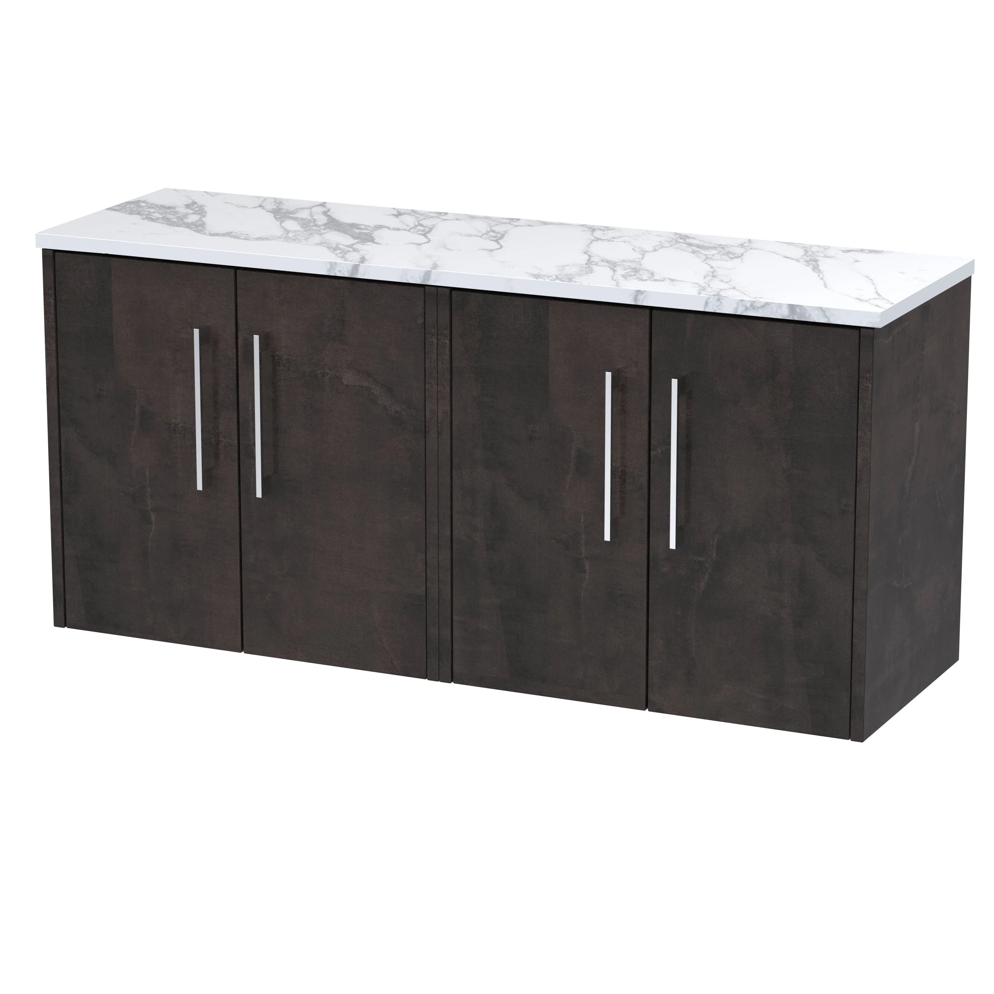 Hudson Reed Juno 1200mm Wall Hung 4-Door Vanity & Laminate Worktop - Metallic Slate