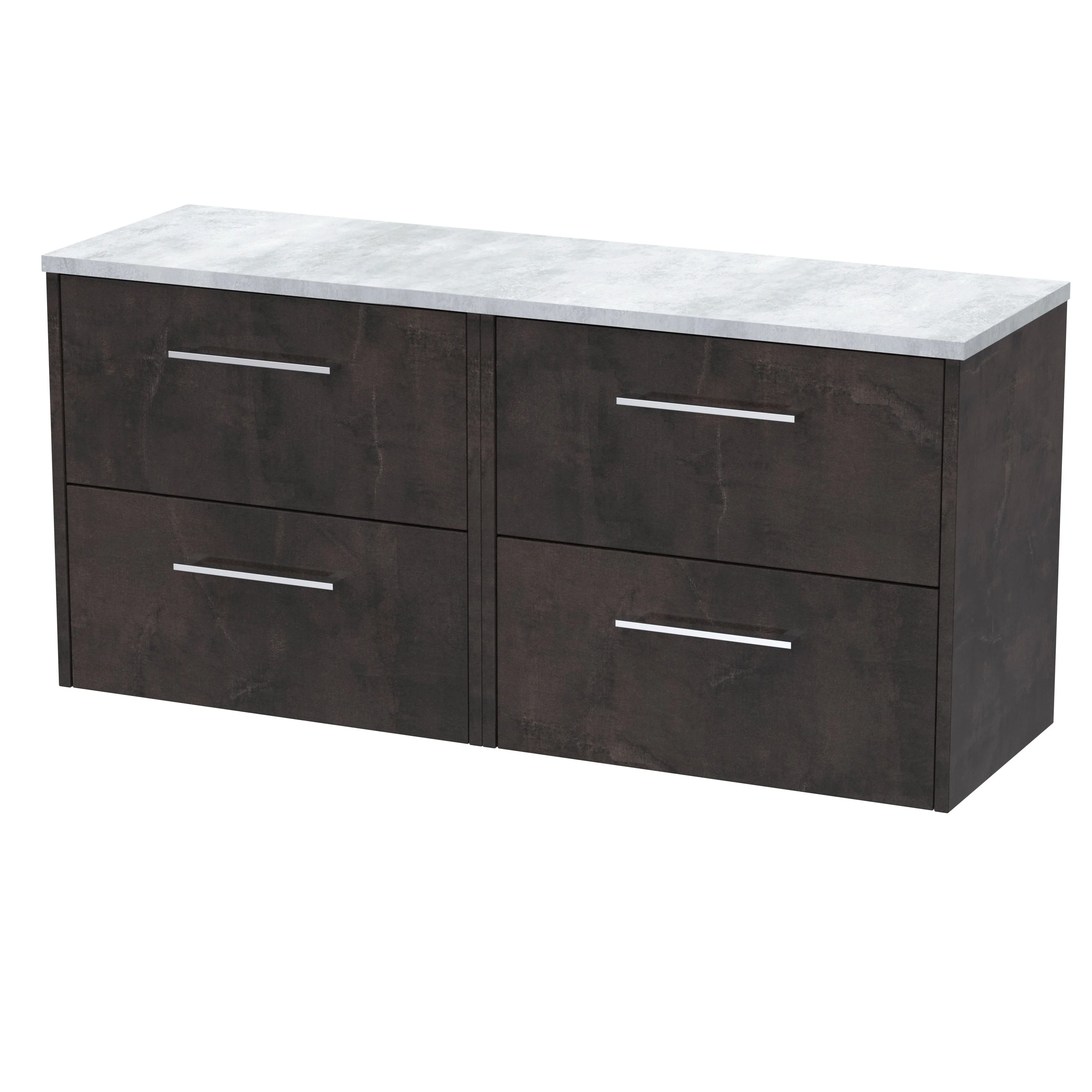 Hudson Reed Juno 1200mm Wall Hung 4-Drawer Vanity & Laminate Worktop - Metallic Slate