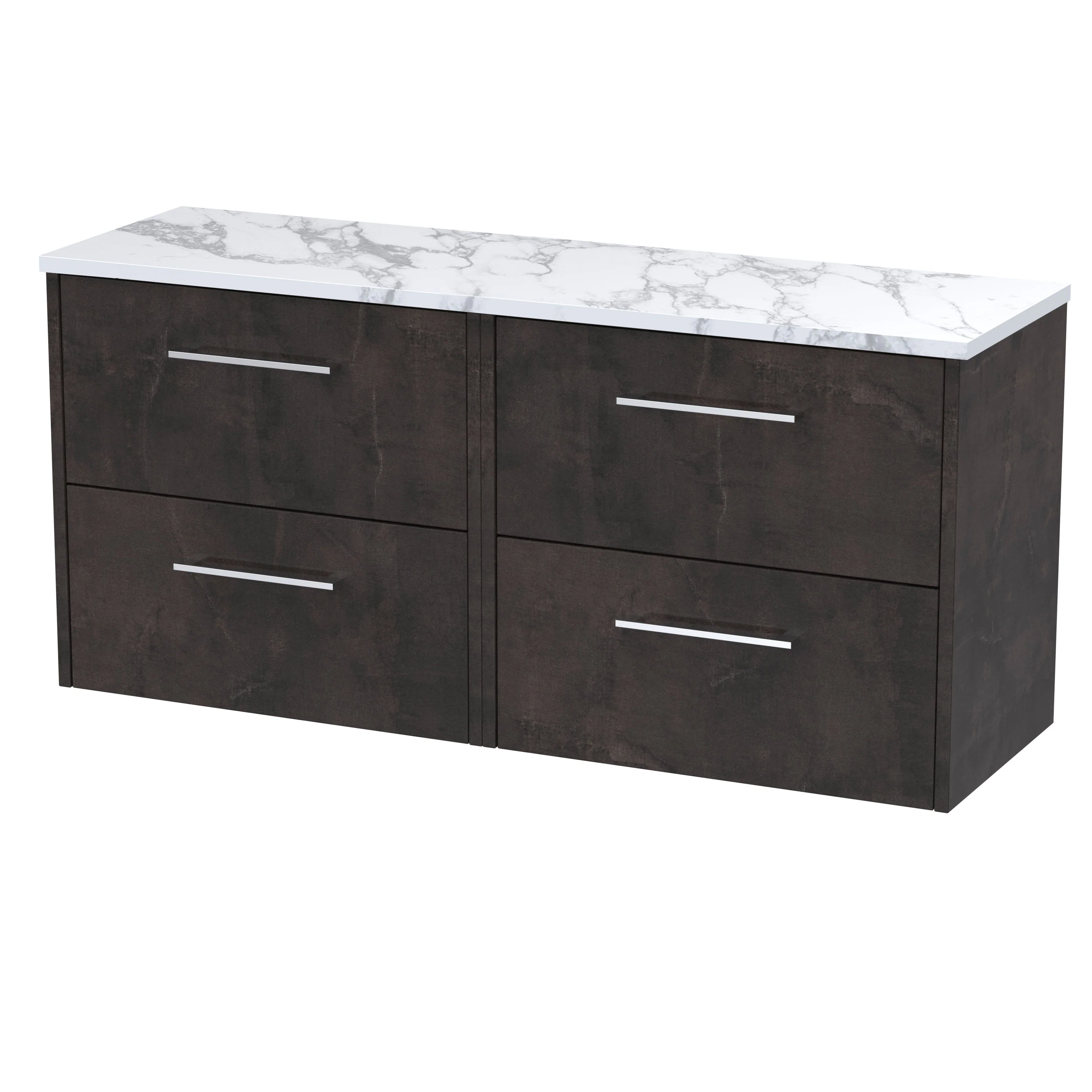 Hudson Reed Juno 1200mm Wall Hung 4-Drawer Vanity & Laminate Worktop - Metallic Slate