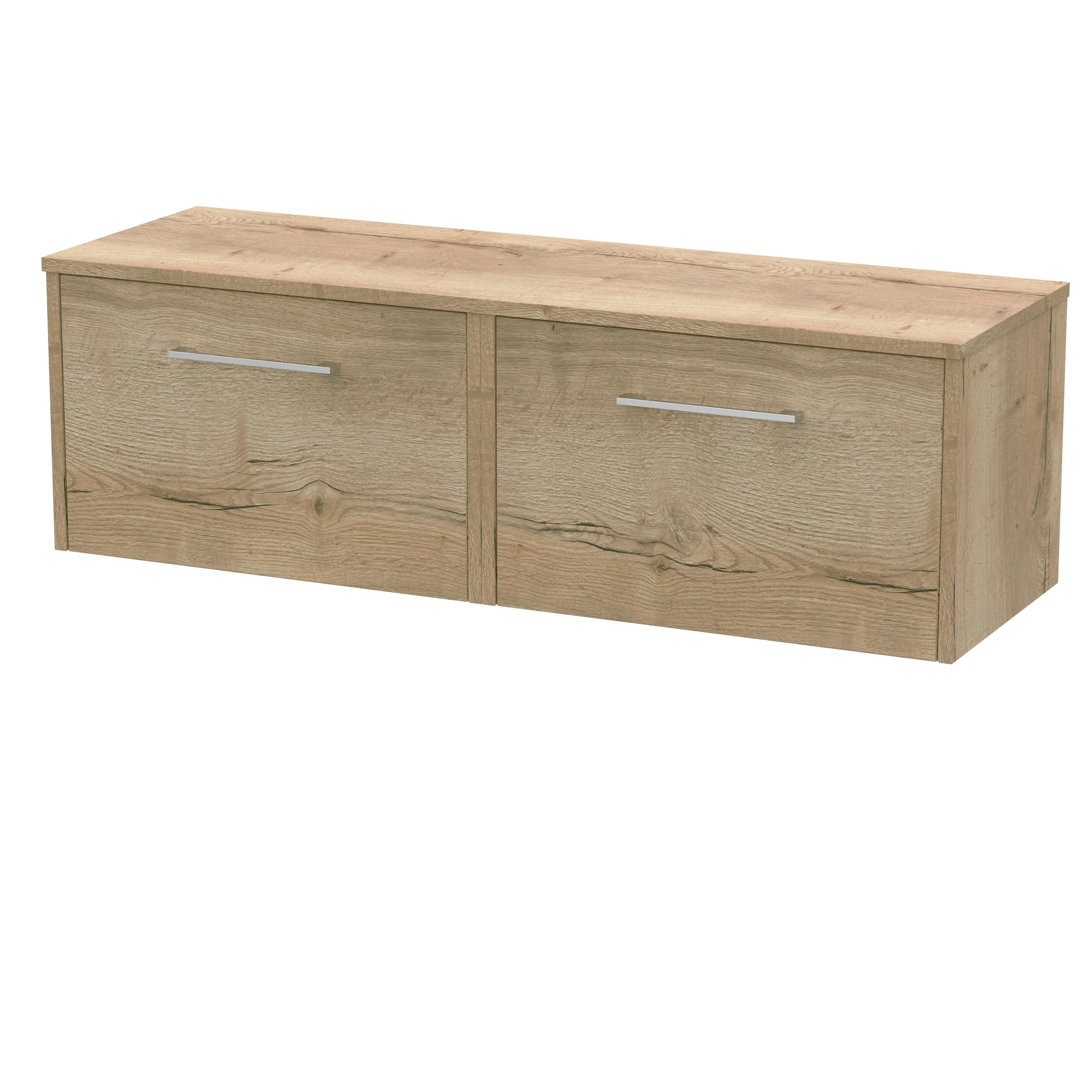 Hudson Reed Juno 1200mm Wall Hung 2-Drawer Vanity & Worktop - Autumn Oak