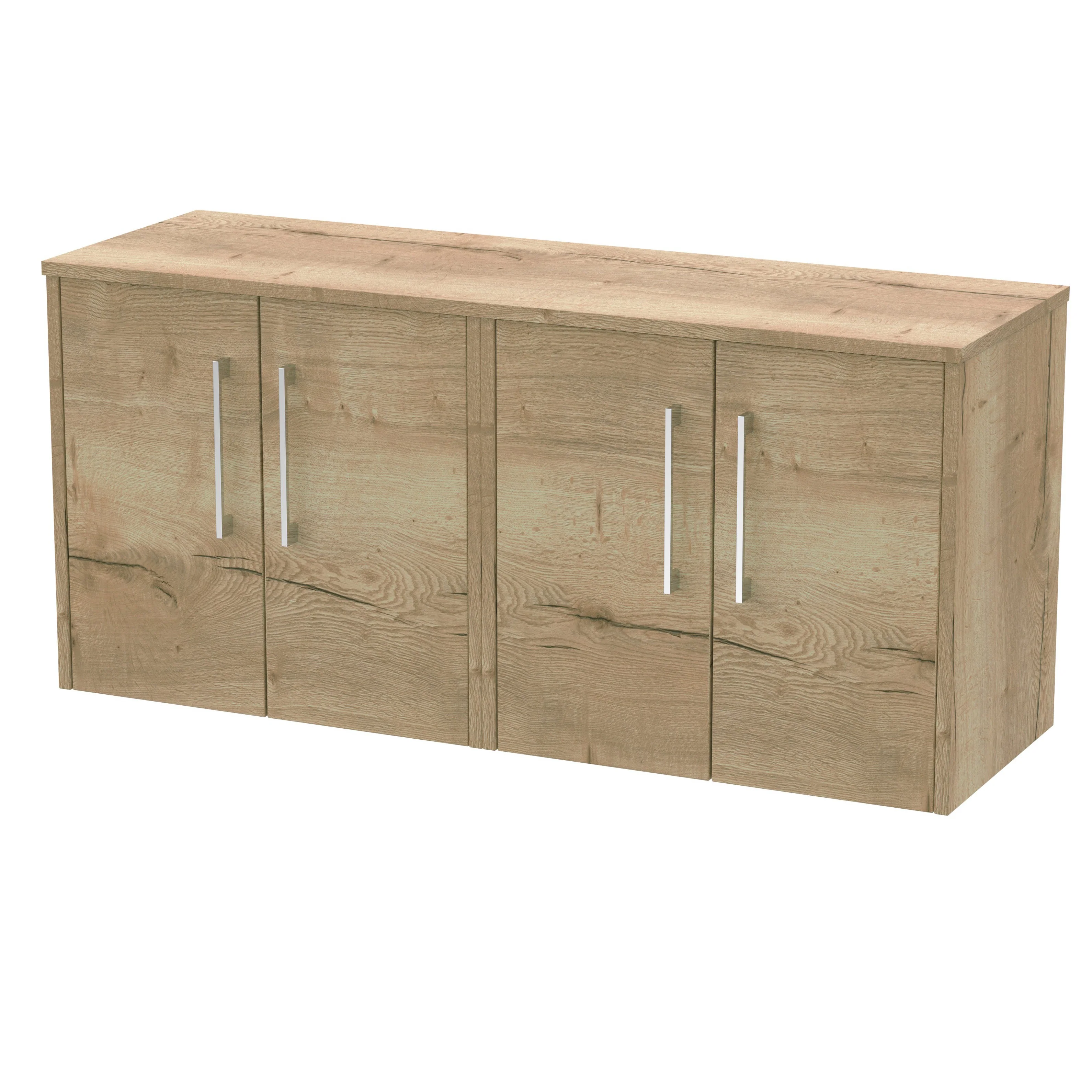 Hudson Reed Juno 1200mm Wall Hung 4-Door Vanity & Worktop - Autumn Oak