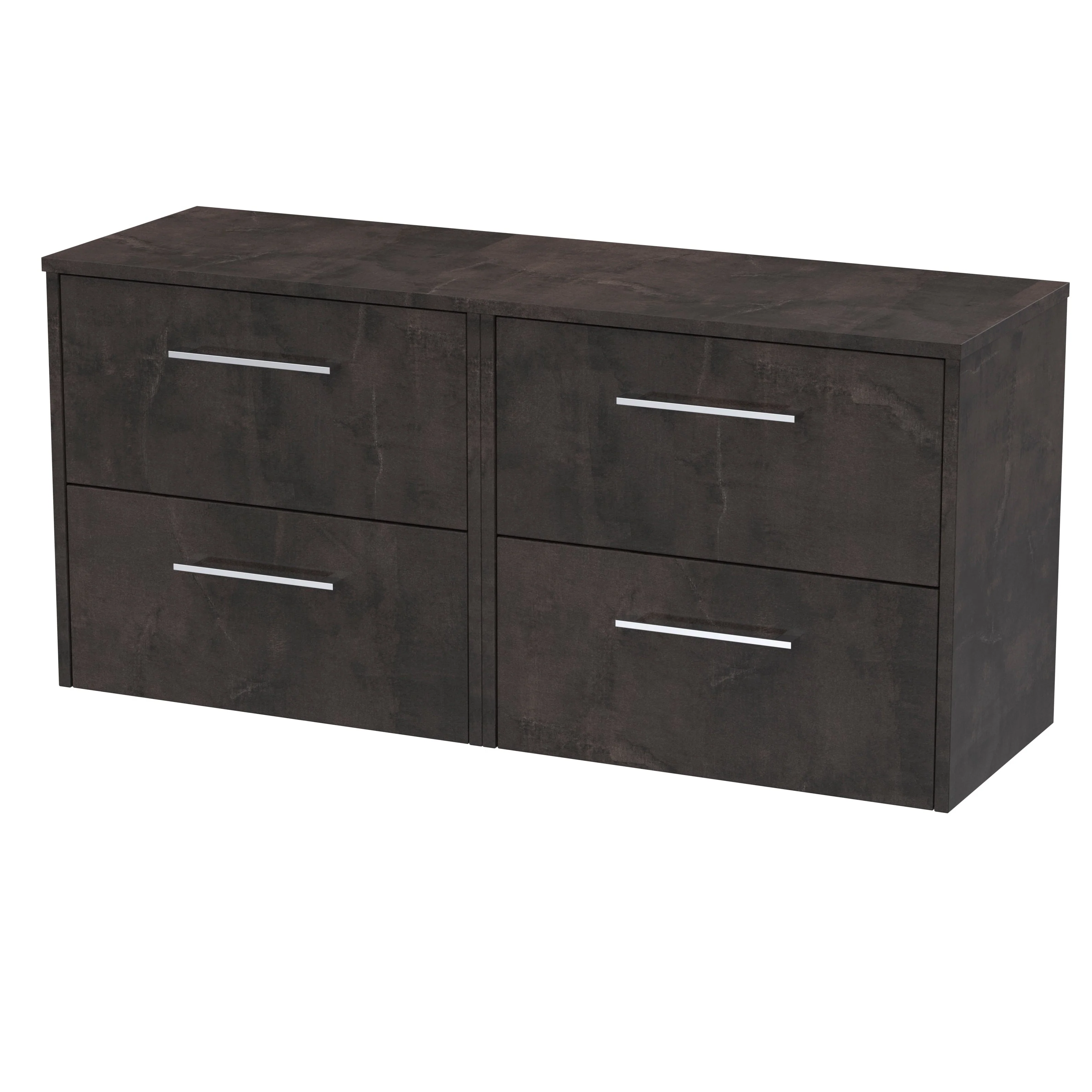 Hudson Reed Juno 1200mm Wall Hung 4-Drawer Vanity & Worktop - Metallic Slate