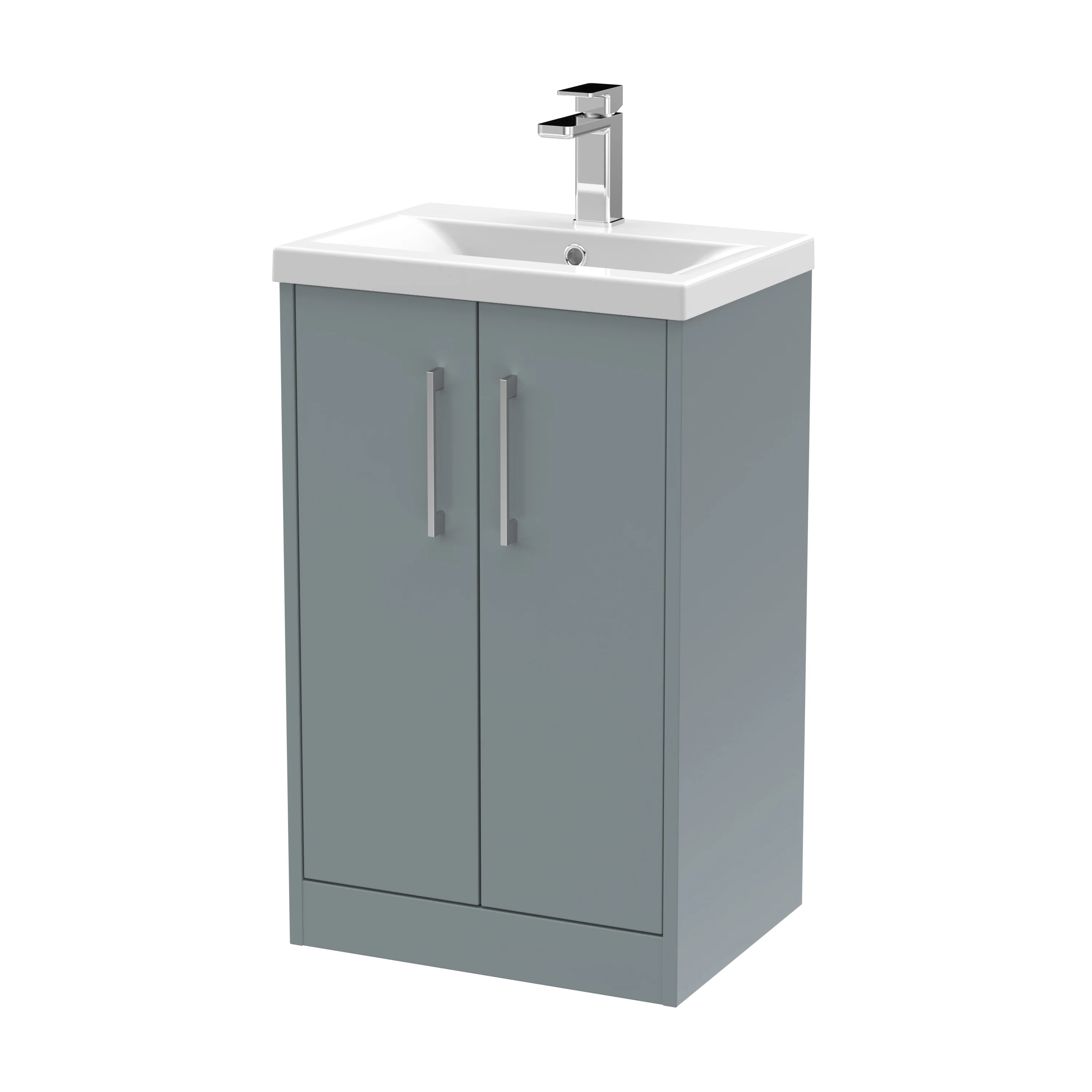 Hudson Reed Juno 500mm Floor Standing 2-Door Vanity & Basin 1 - Coastal Grey