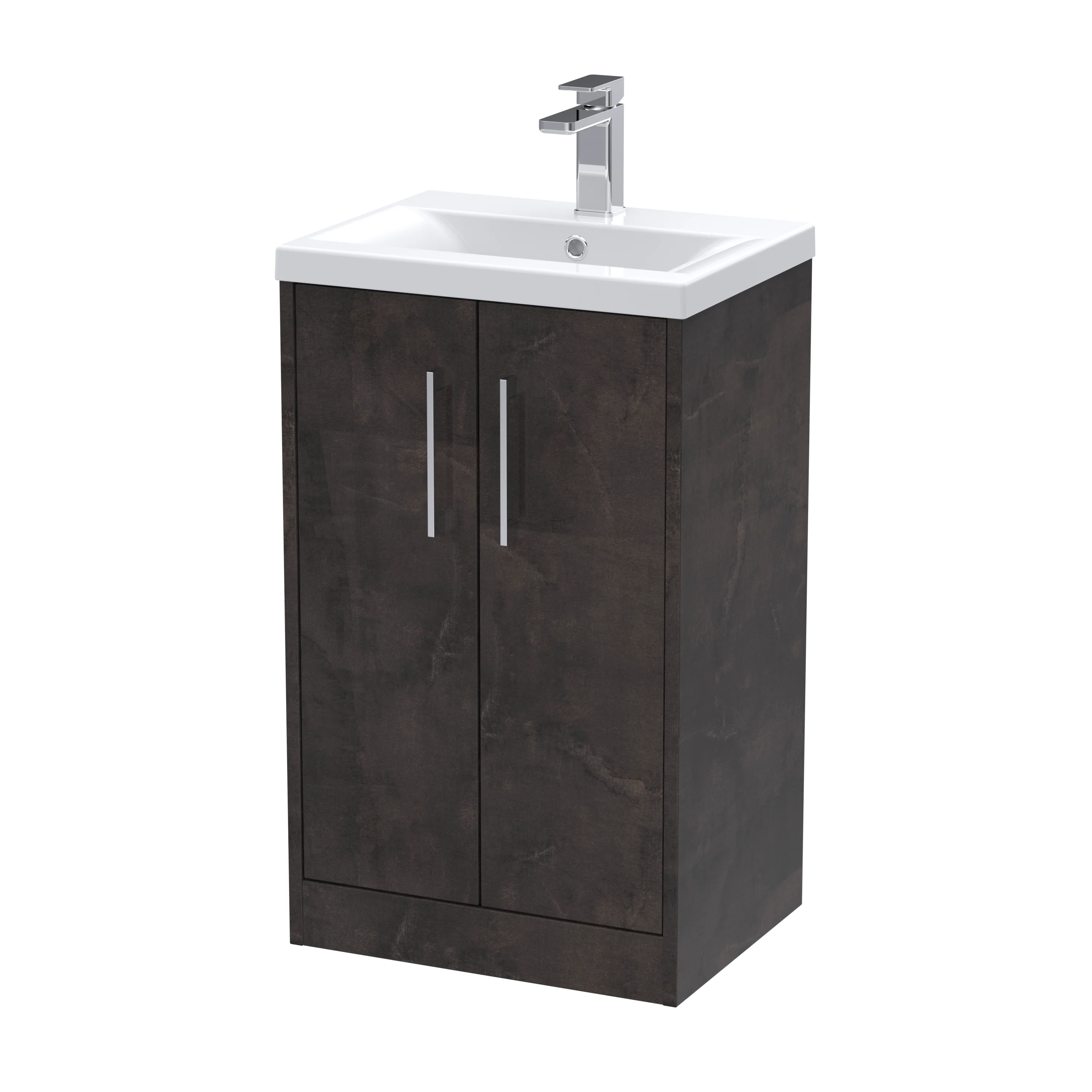 Hudson Reed Juno 500mm Floor Standing 2-Door Vanity & Basin 1 - Metallic Slate