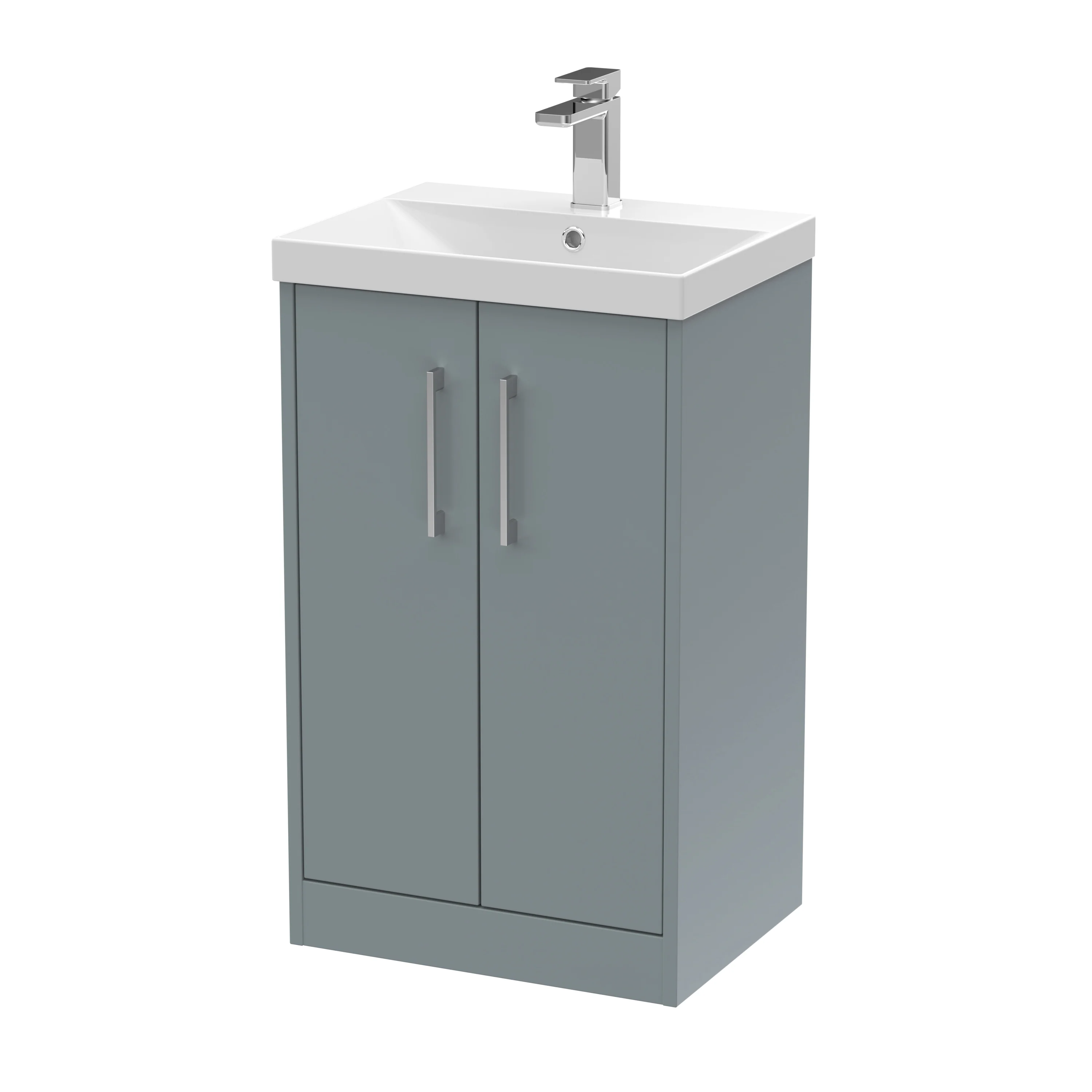 Hudson Reed Juno 500mm Floor Standing 2-Door Vanity & Basin 3 - Coastal Grey
