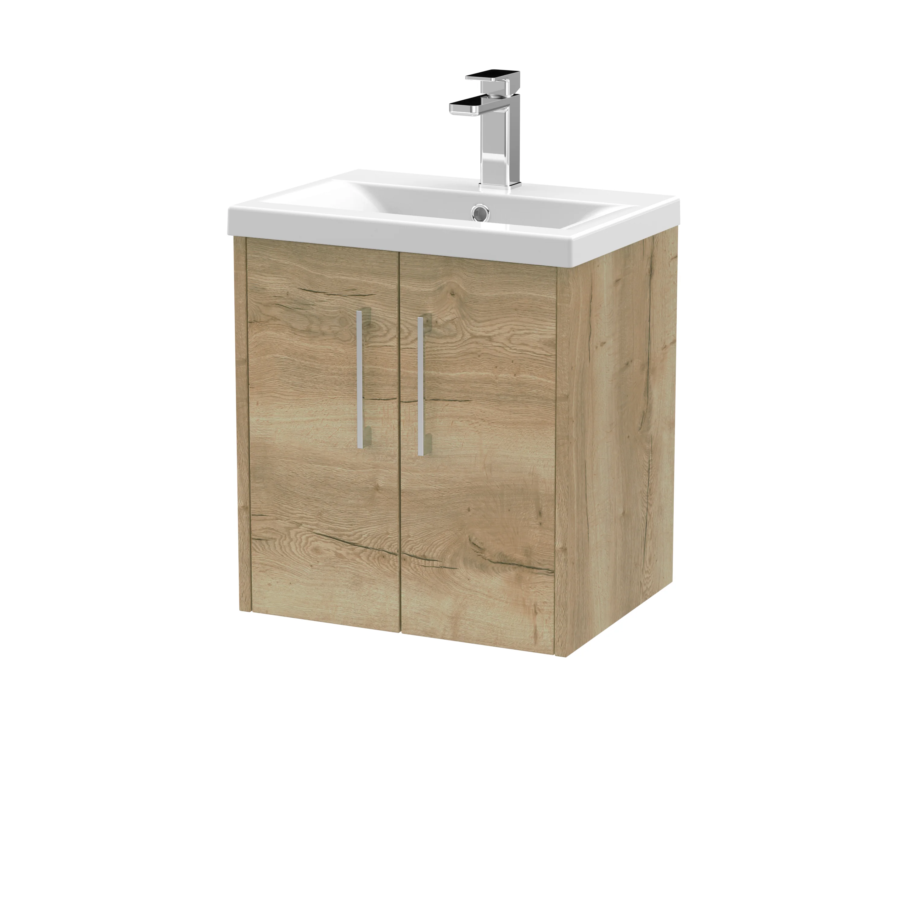 Hudson Reed Juno 500mm Wall Hung 2-Door Vanity & Basin 1 - Autumn Oak