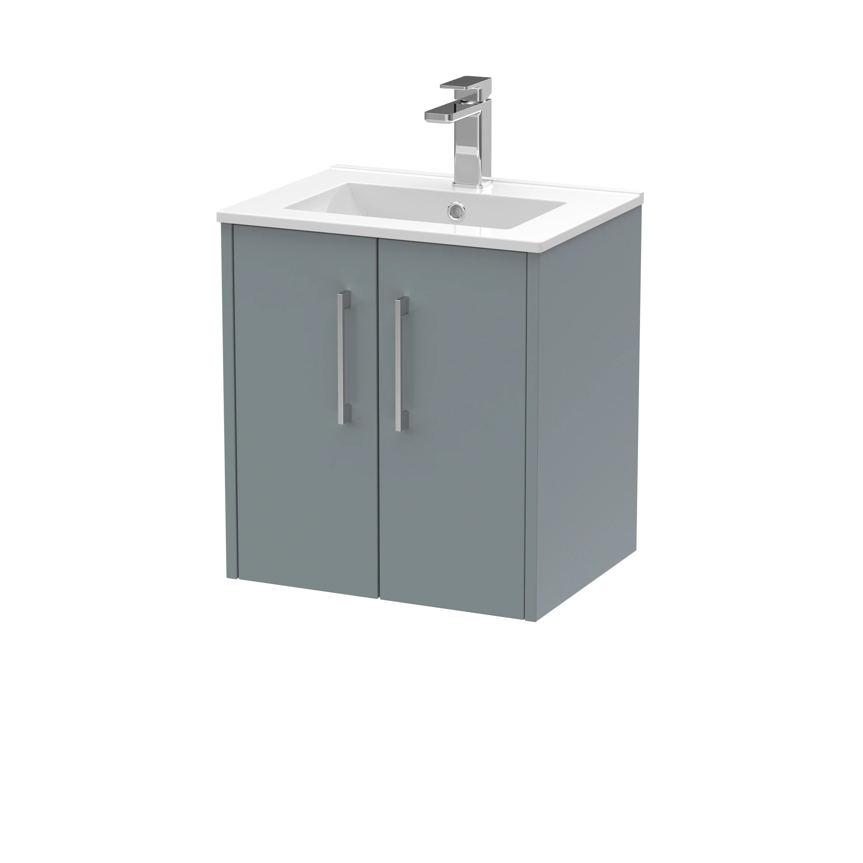 Hudson Reed Juno 500mm Wall Hung 2-Door Vanity & Basin 2 - Coastal Grey