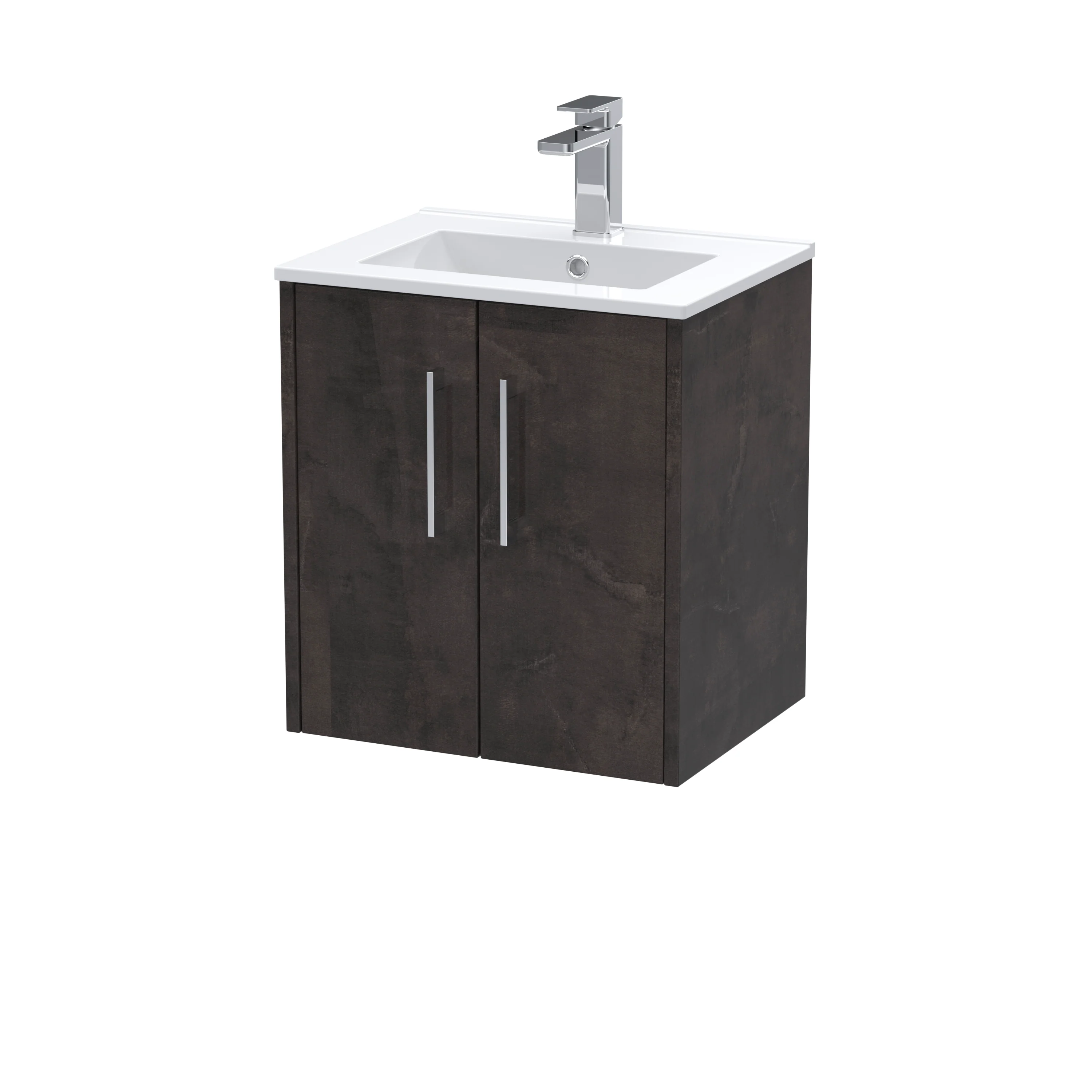 Hudson Reed Juno 500mm Wall Hung 2-Door Vanity & Basin 2 - Metallic Slate