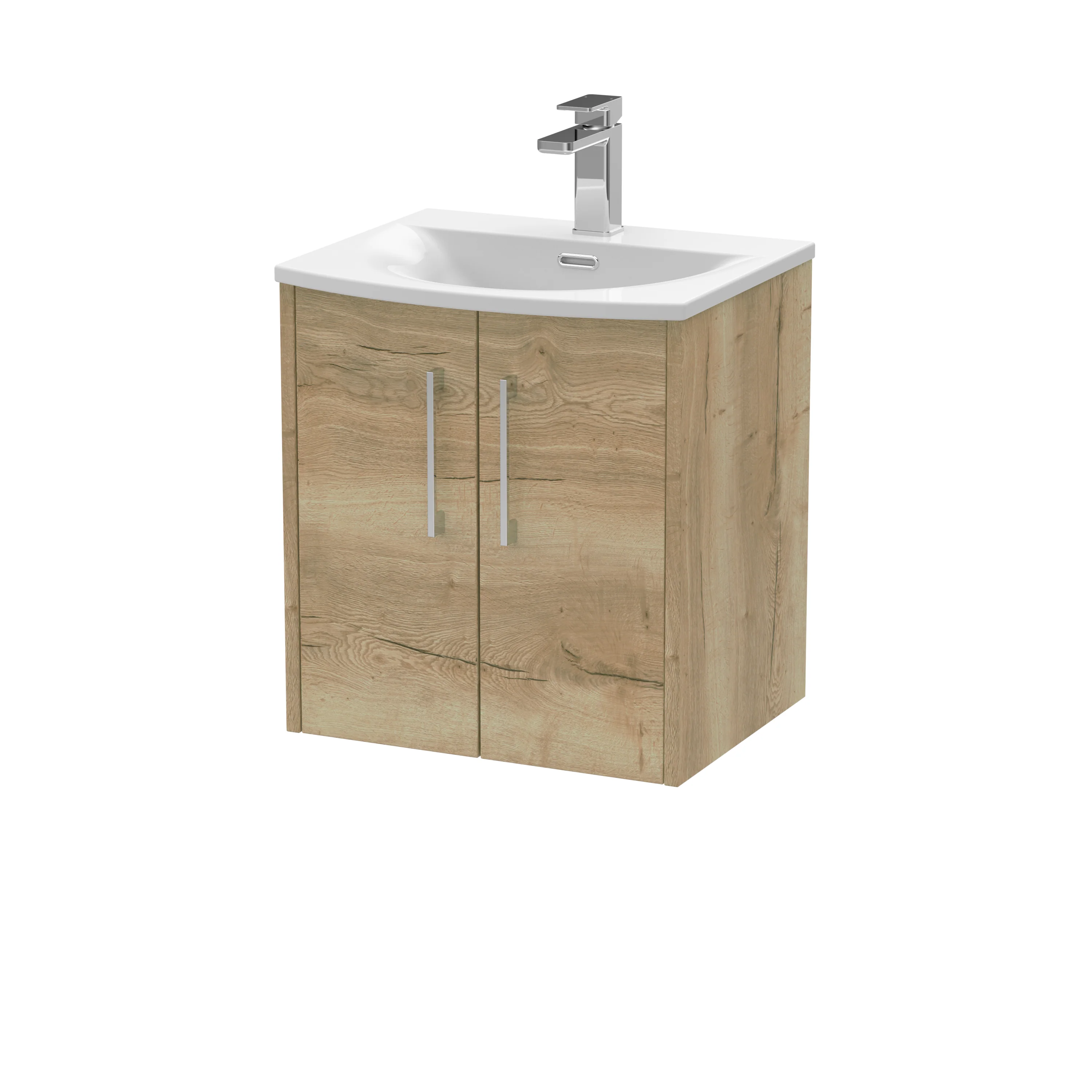 Hudson Reed Juno 500mm Wall Hung 2-Door Vanity & Basin 4 - Autumn Oak