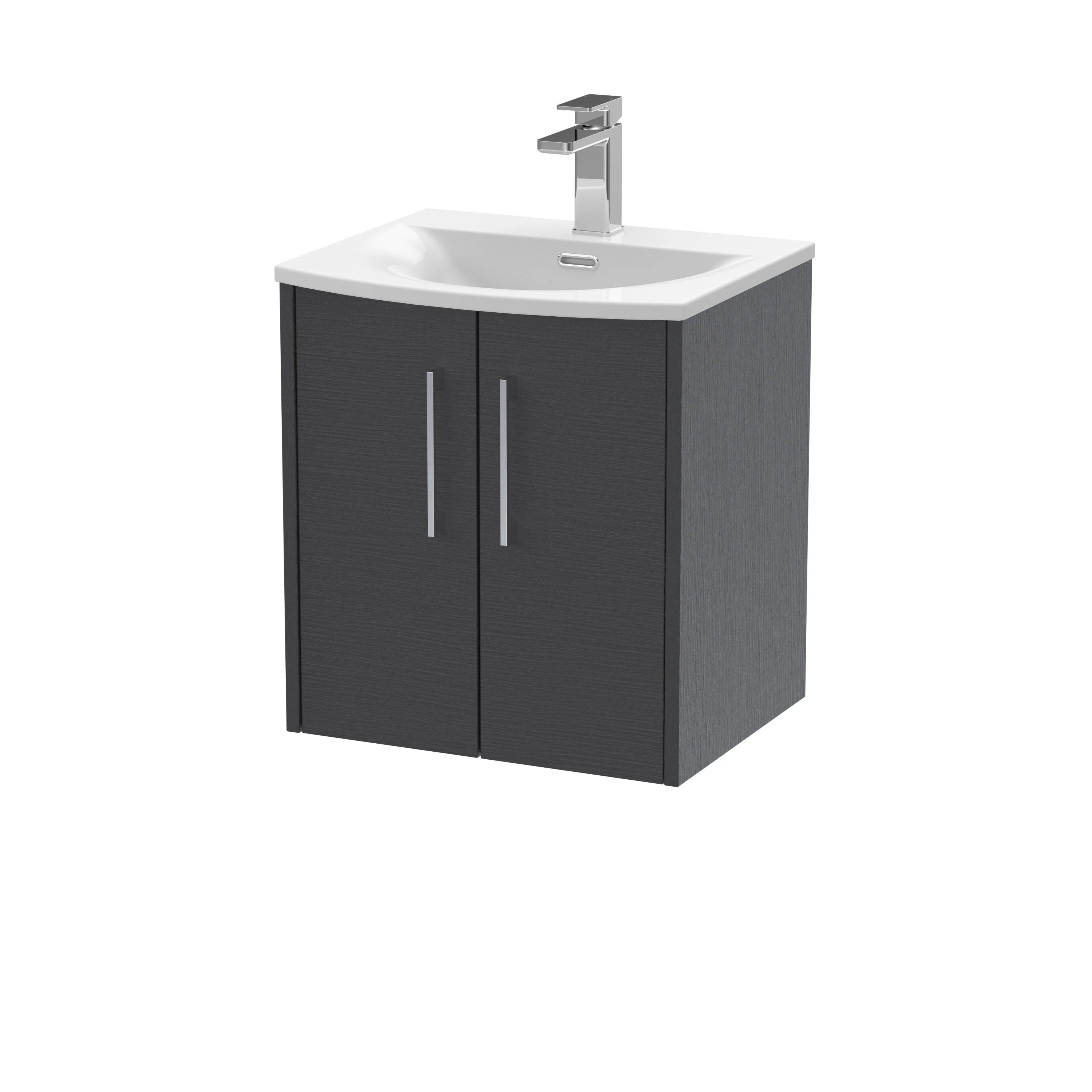 Hudson Reed Juno 500mm Wall Hung 2-Door Vanity & Basin 4 - Graphite Grey
