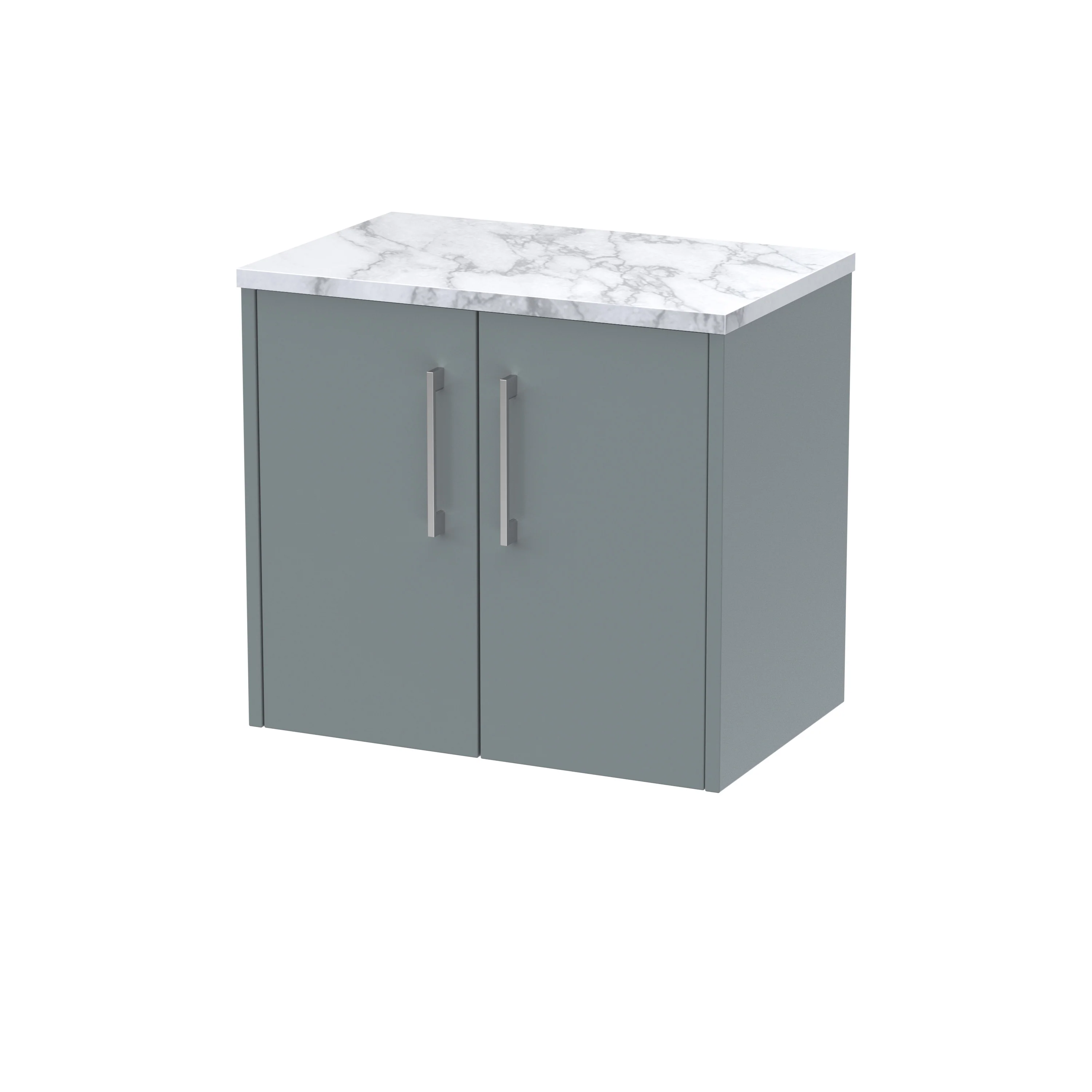 Hudson Reed Juno 600mm Wall Hung 2-Door Vanity & Laminate Worktop - Coastal Grey