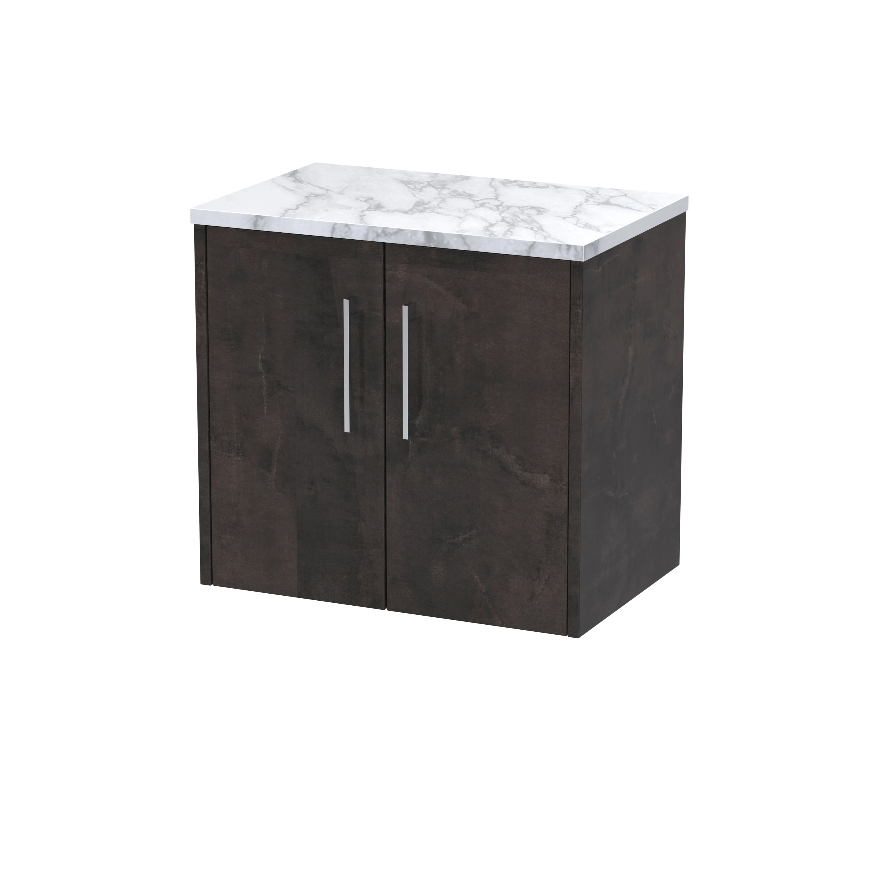 Hudson Reed Juno 600mm Wall Hung 2-Door Vanity & Laminate Worktop - Metallic Slate