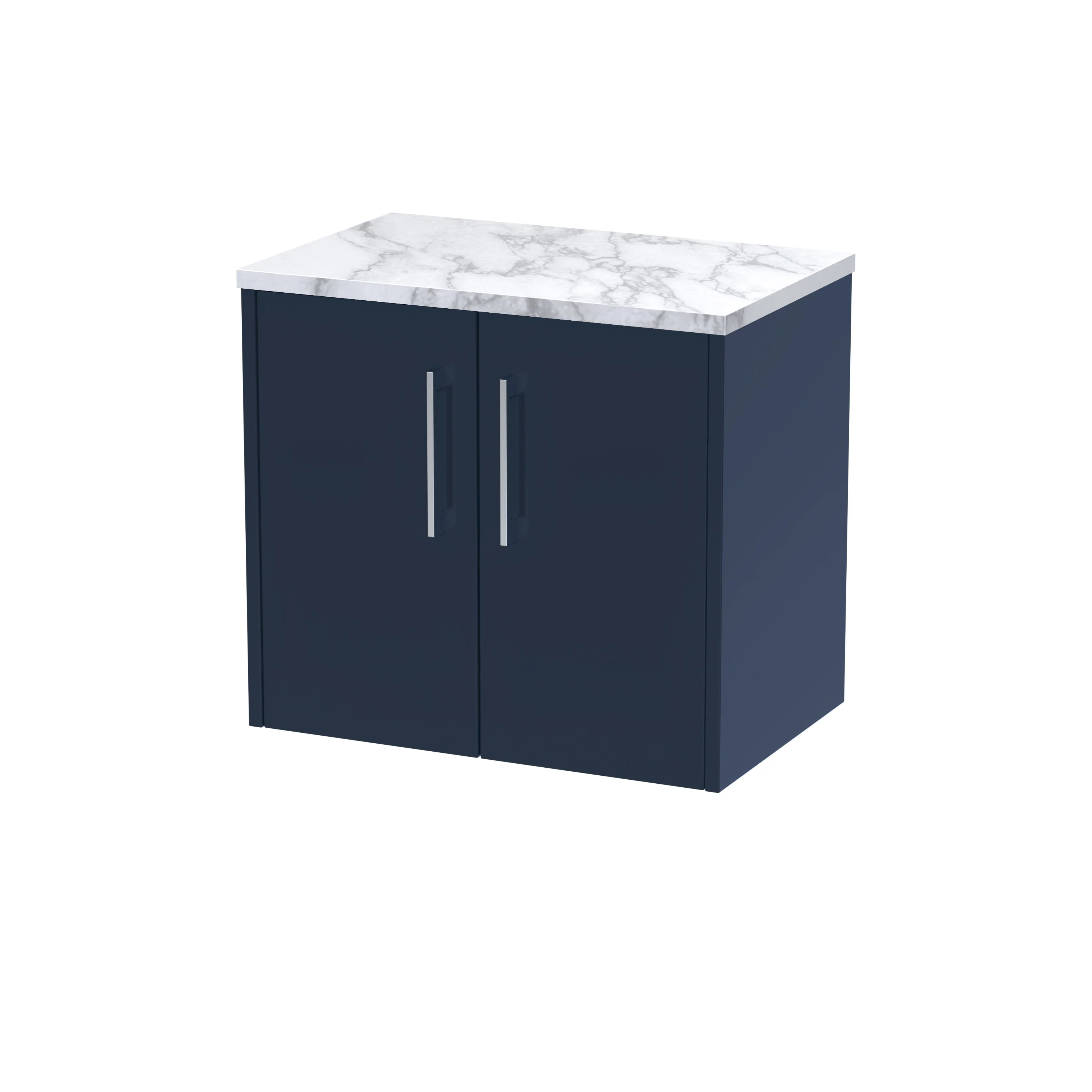 Hudson Reed Juno 600mm Wall Hung 2-Door Vanity & Laminate Worktop - Midnight Blue
