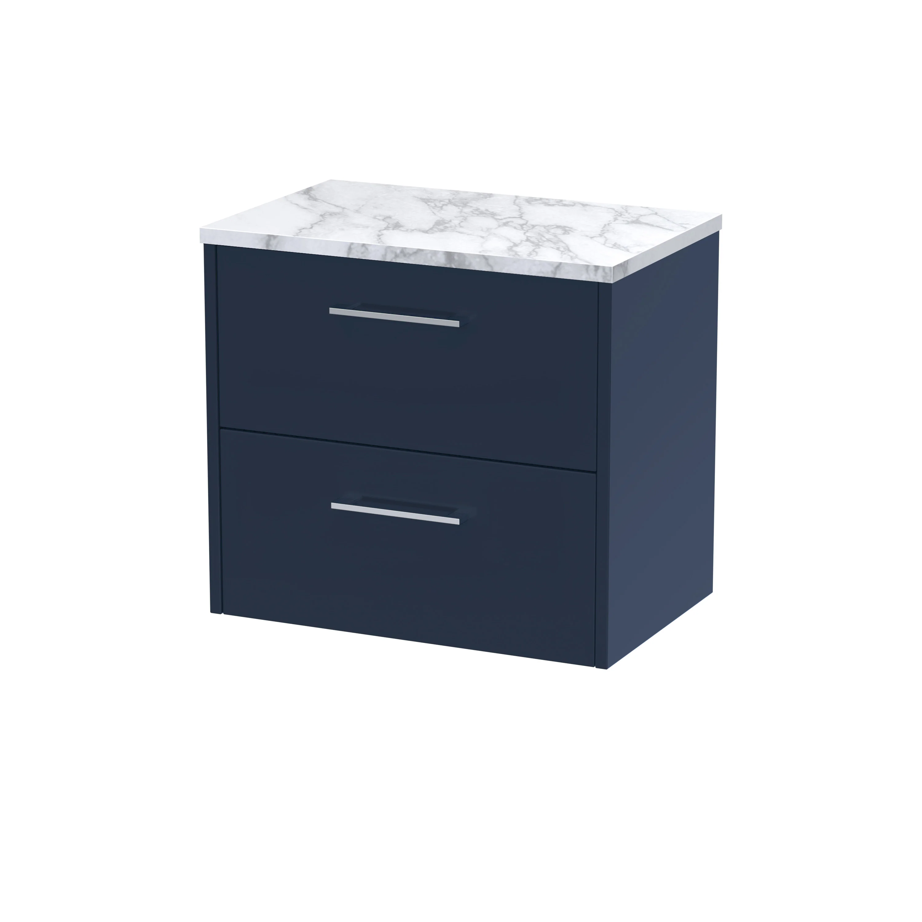 Hudson Reed Juno 600mm Wall Hung 2-Drawer Vanity & Laminate Worktop - Midnight Blue