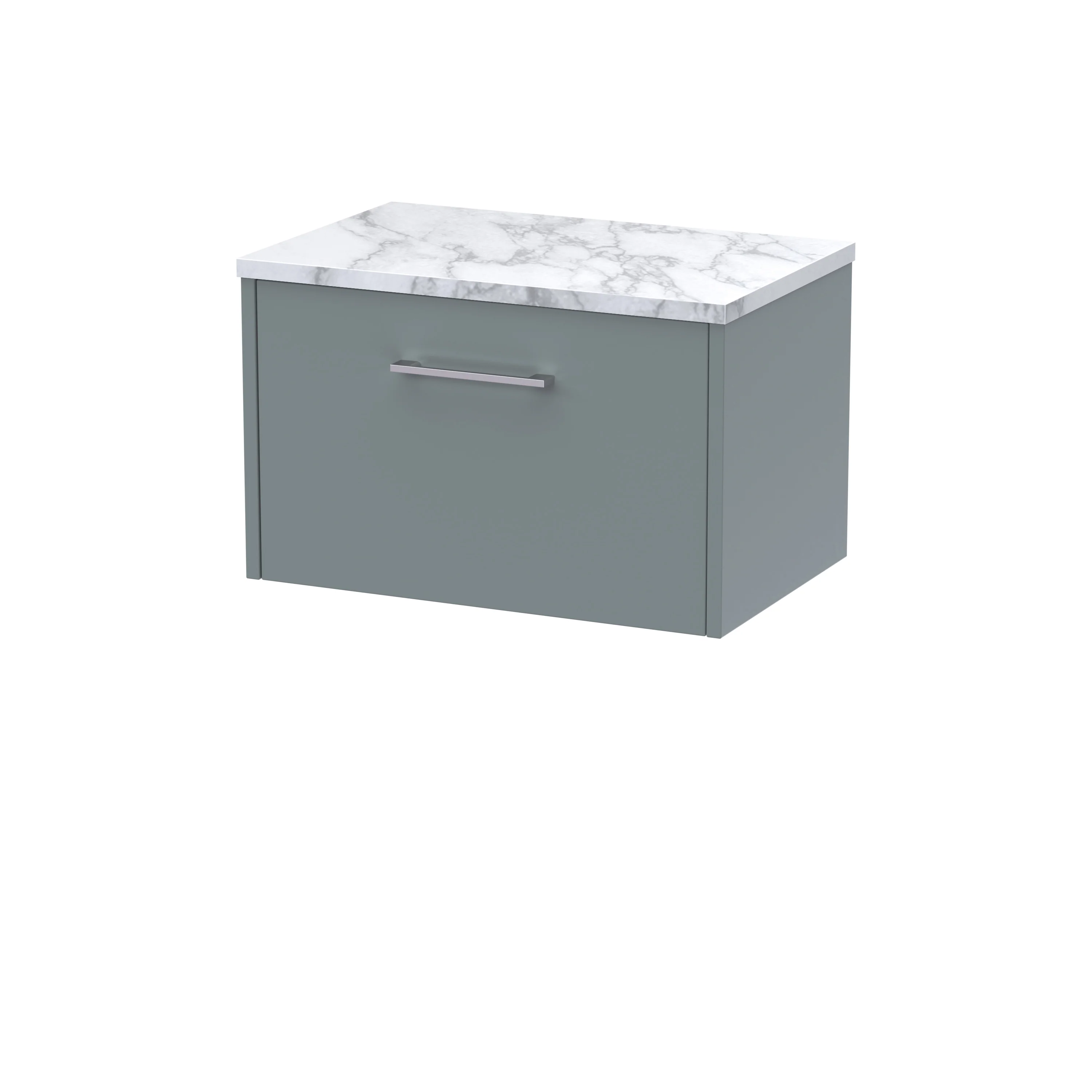 Hudson Reed Juno 600mm Wall Hung 1-Drawer Vanity & Laminate Worktop - Coastal Grey