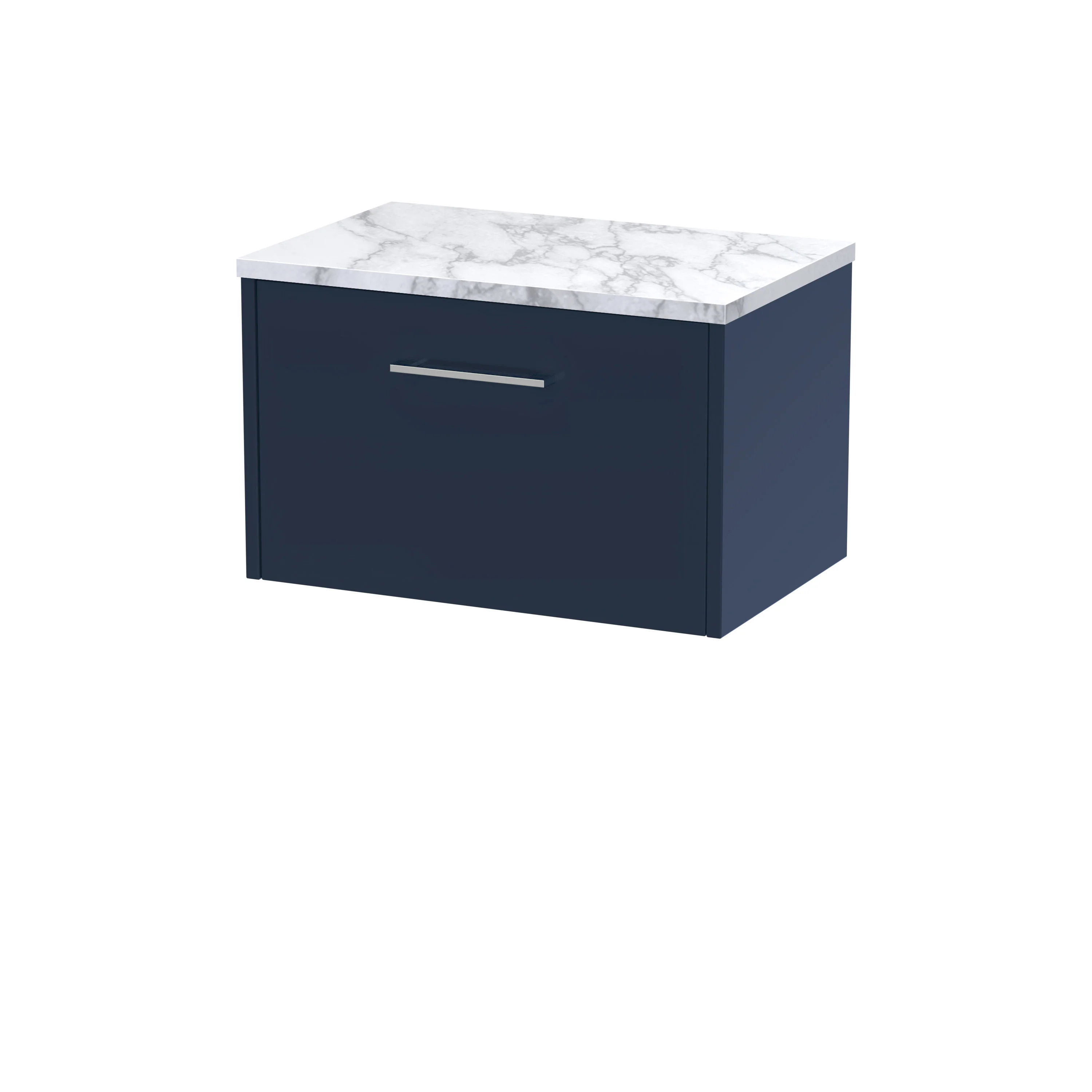 Hudson Reed Juno 600mm Wall Hung Single Drawer Vanity & Laminate Worktop - Midnight Blue