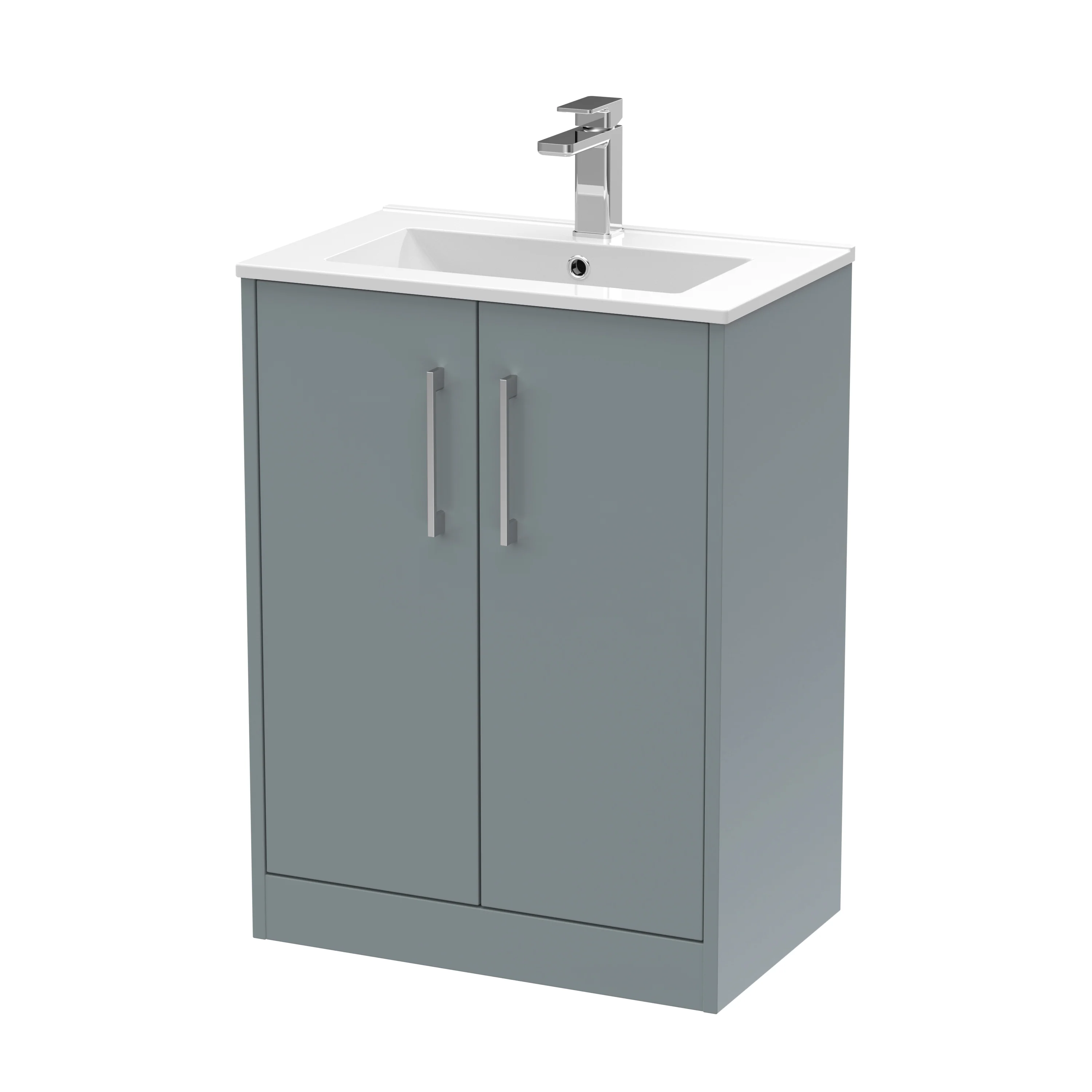 Hudson Reed Juno 600mm Floor Standing 2-Door Vanity & Basin 2 - Coastal Grey