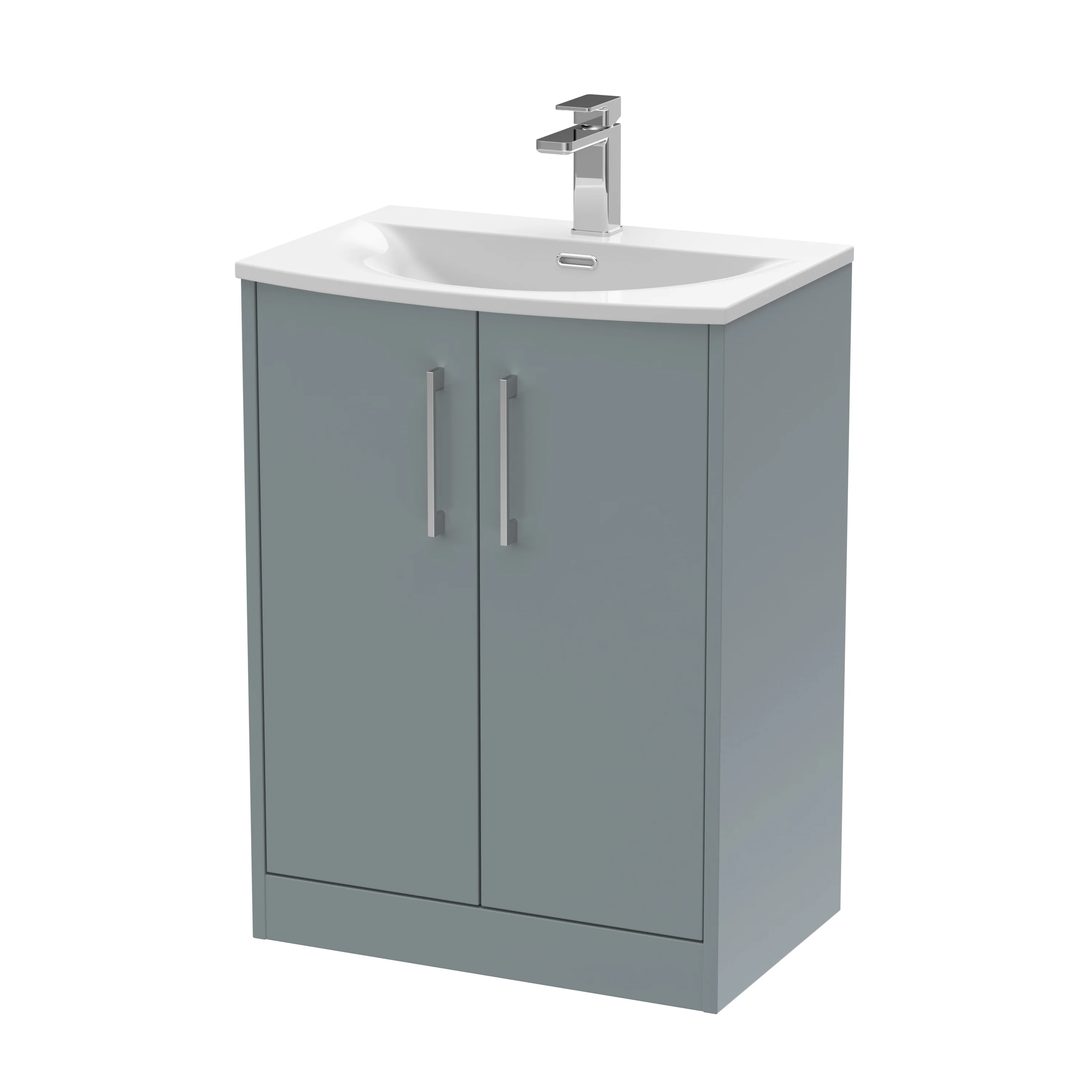 Hudson Reed Juno 600mm Floor Standing 2-Door Vanity & Basin 4 - Coastal Grey