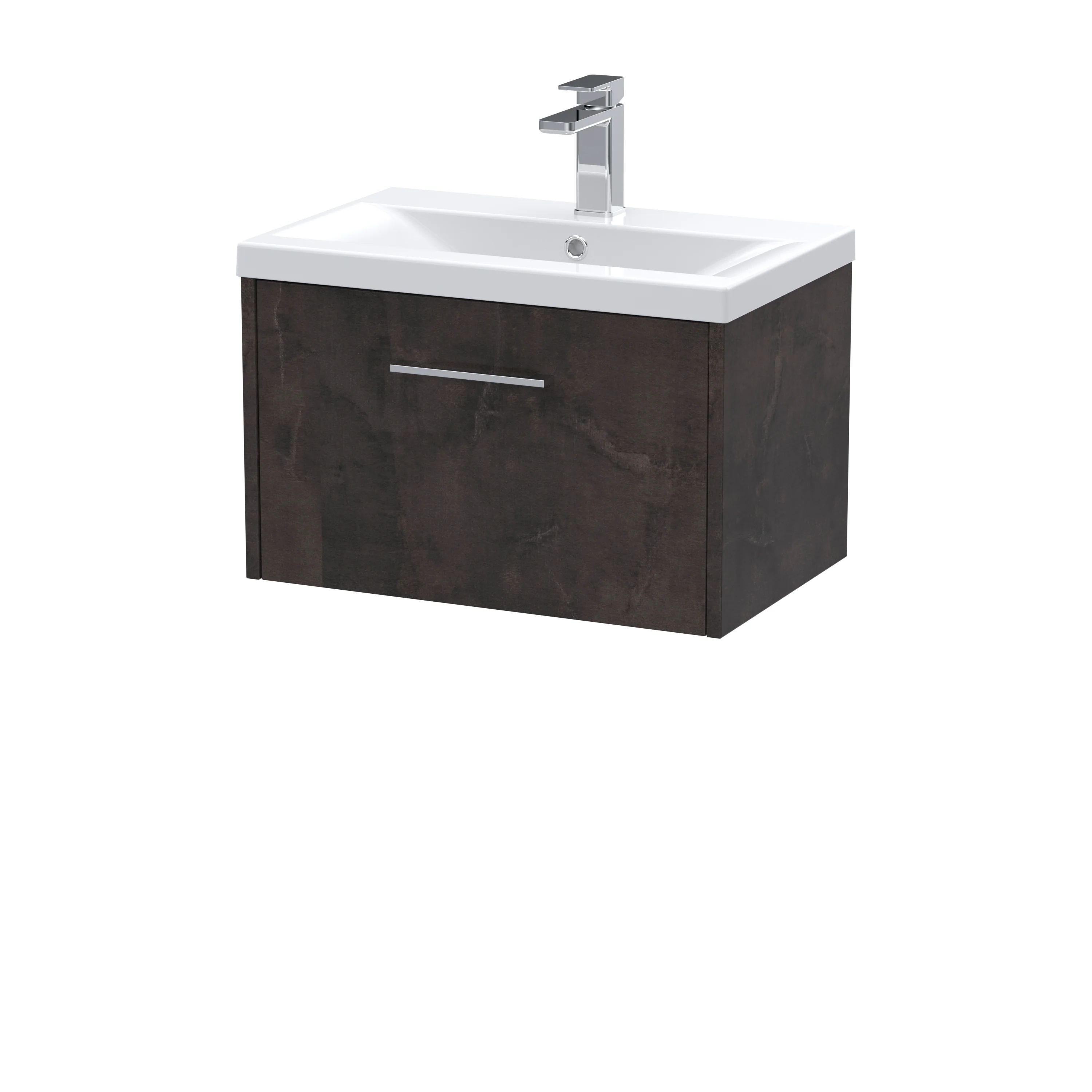 Hudson Reed Juno 600mm Wall Hung 1-Drawer Vanity & Basin 1 - Metallic Slate
