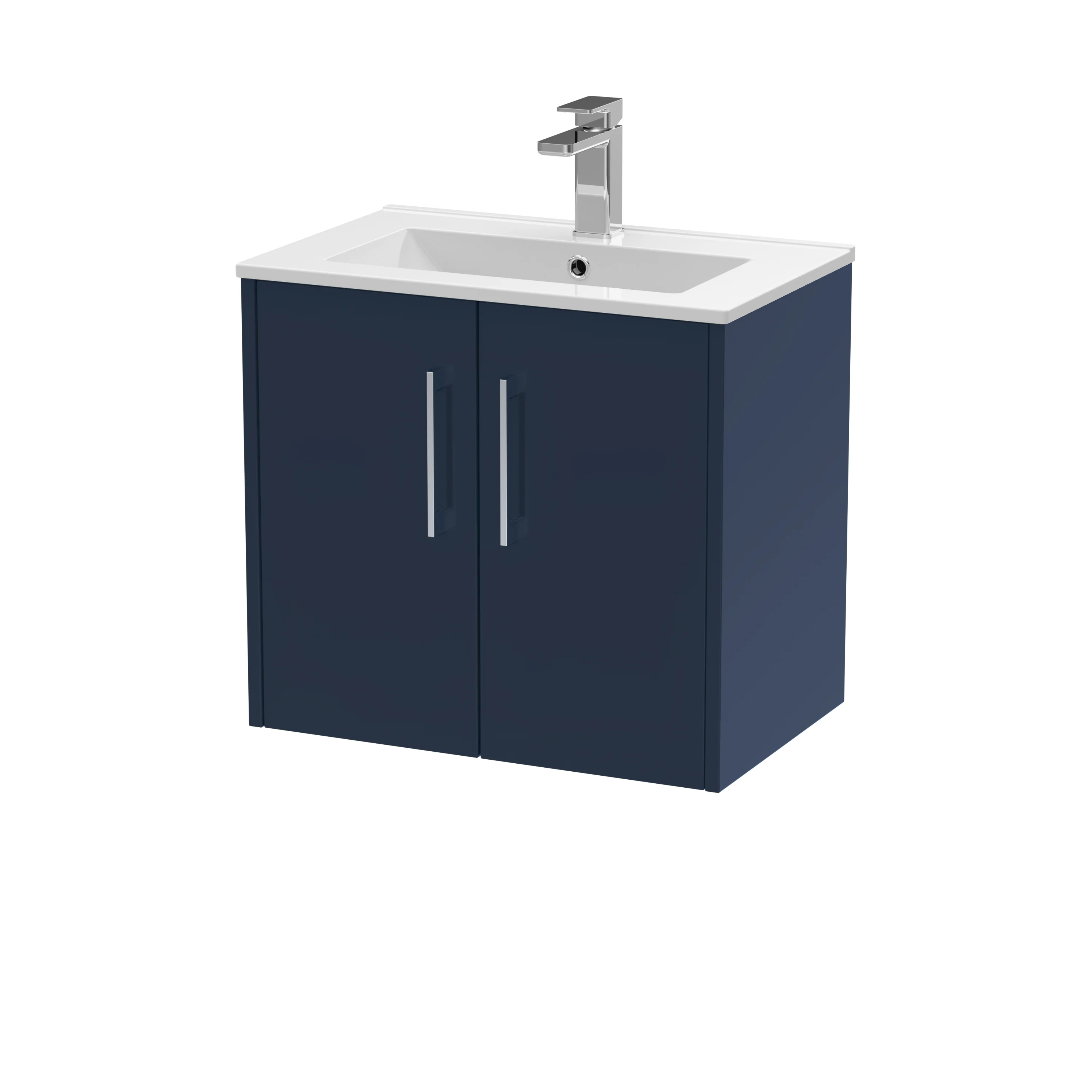 Hudson Reed Juno 600mm Wall Hung 2-Door Vanity & Basin 2 - Electric Blue