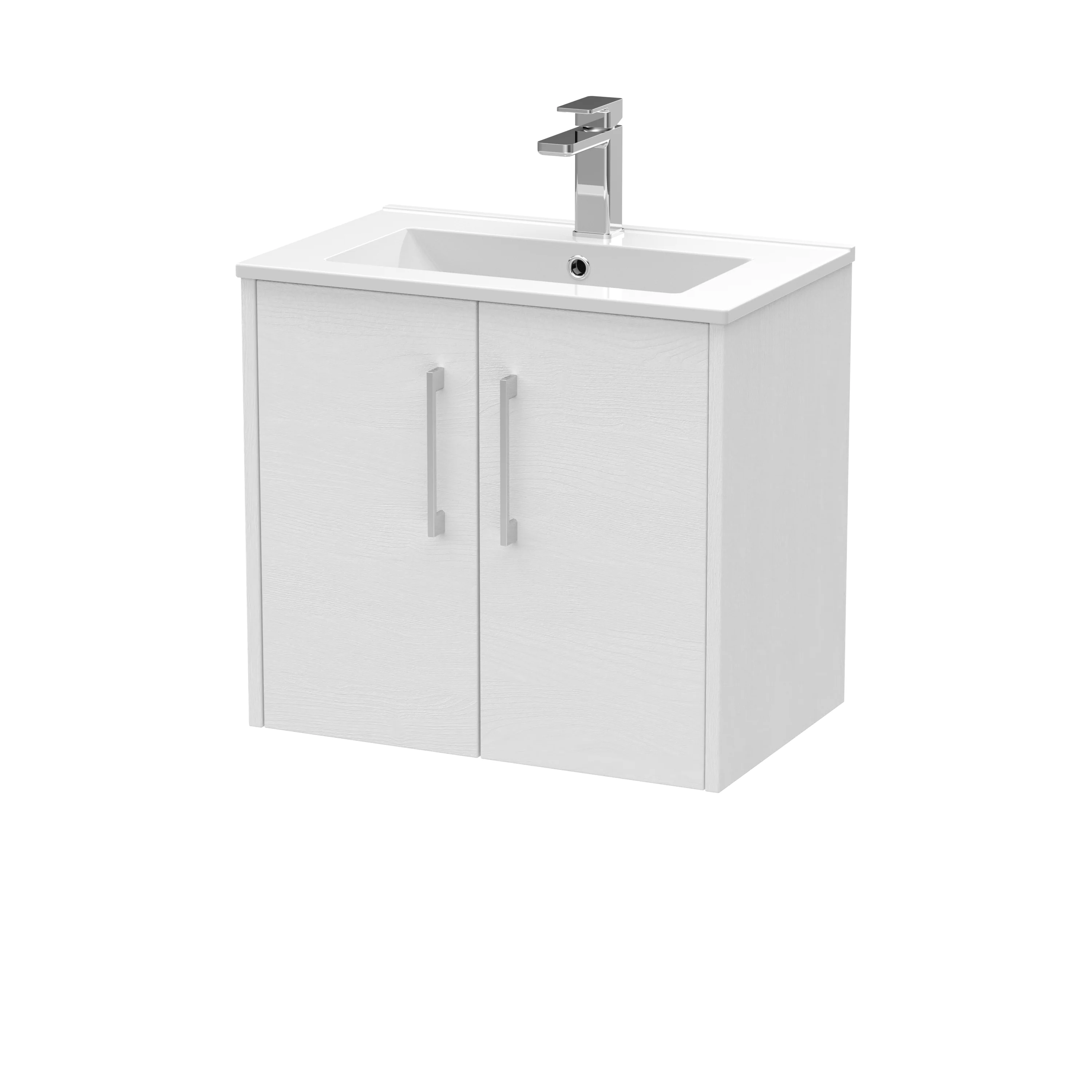 Hudson Reed Juno 600mm Wall Hung 2-Door Vanity & Basin 2 - White Ash