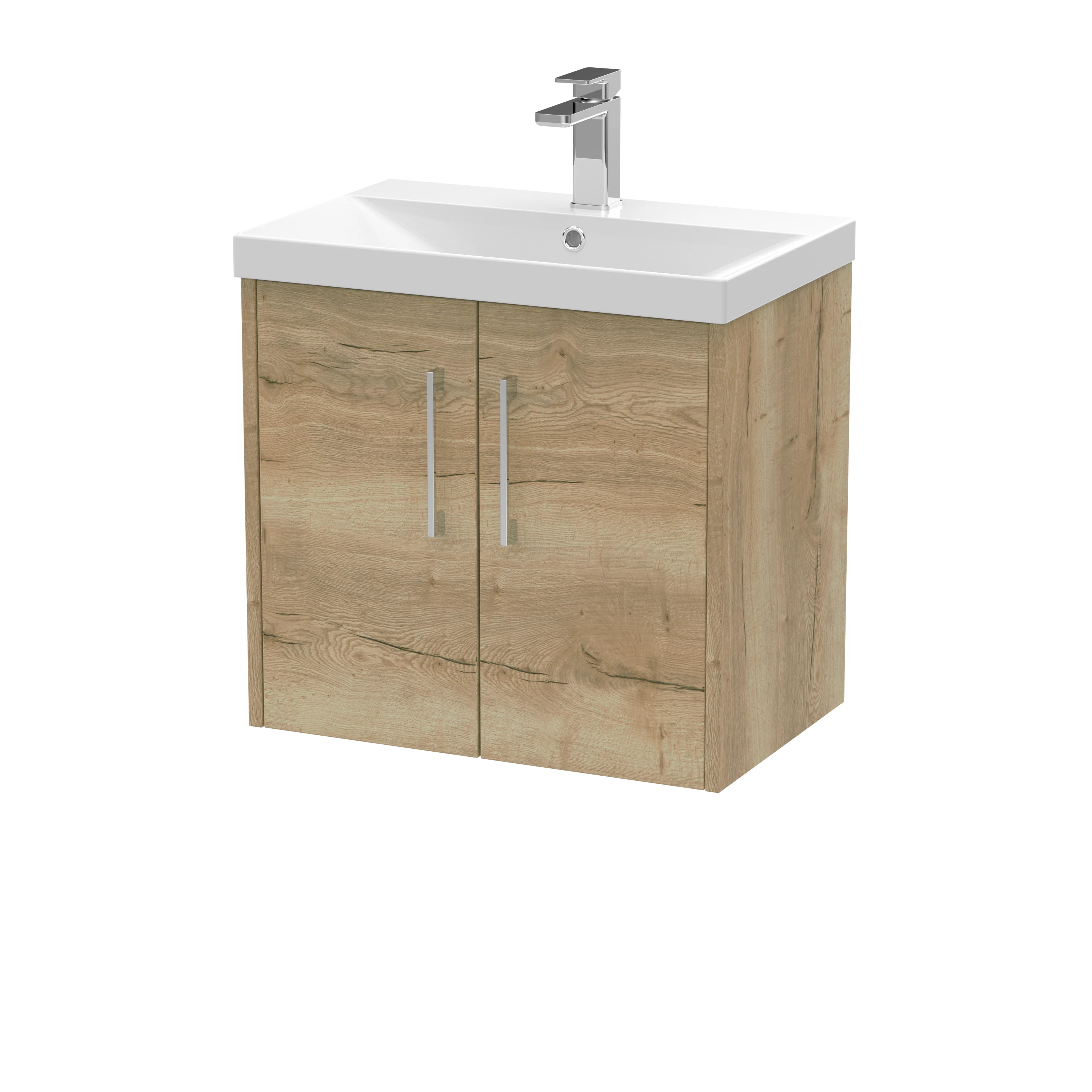 Hudson Reed Juno 600mm Wall Hung 2-Door Vanity & Basin 3 - Autumn Oak