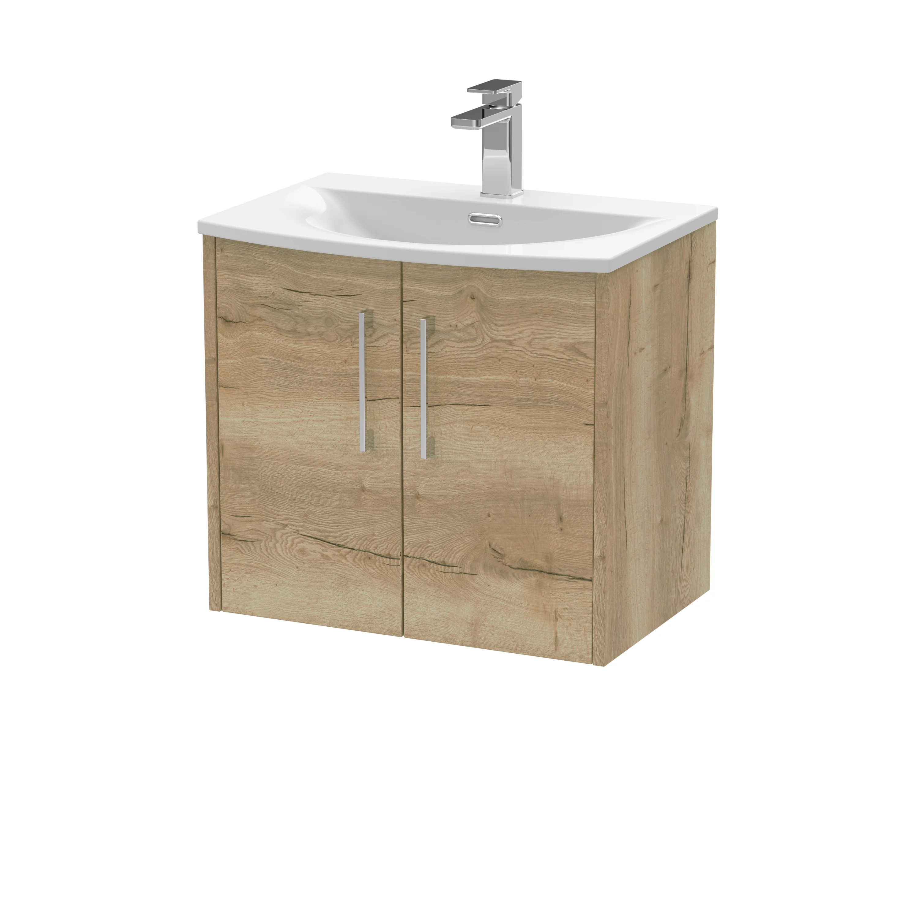 Hudson Reed Juno 600mm Wall Hung 2-Door Vanity & Basin 4 - Autumn Oak