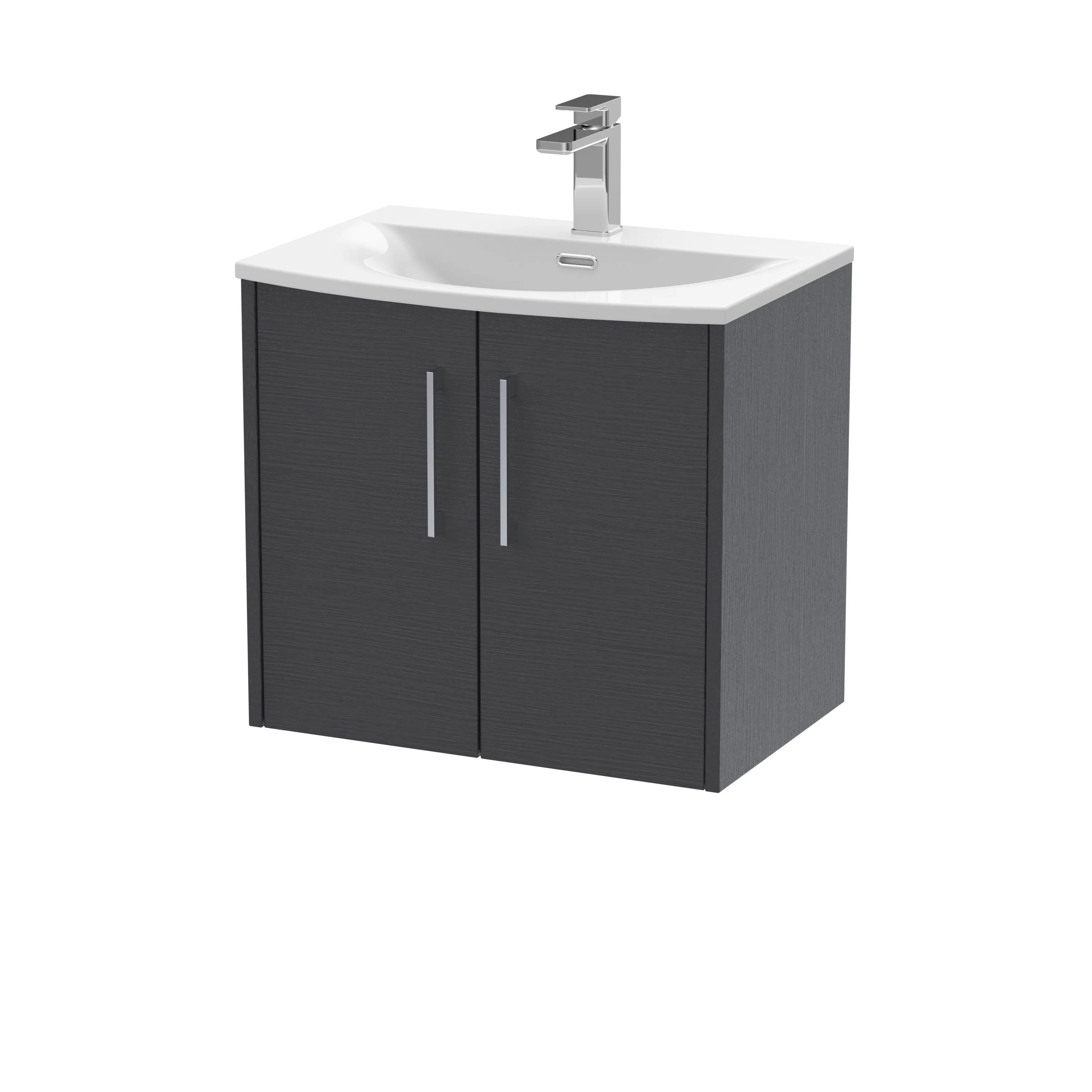 Hudson Reed Juno 600mm Wall Hung 2-Door Vanity & Basin 4 - Graphite Grey