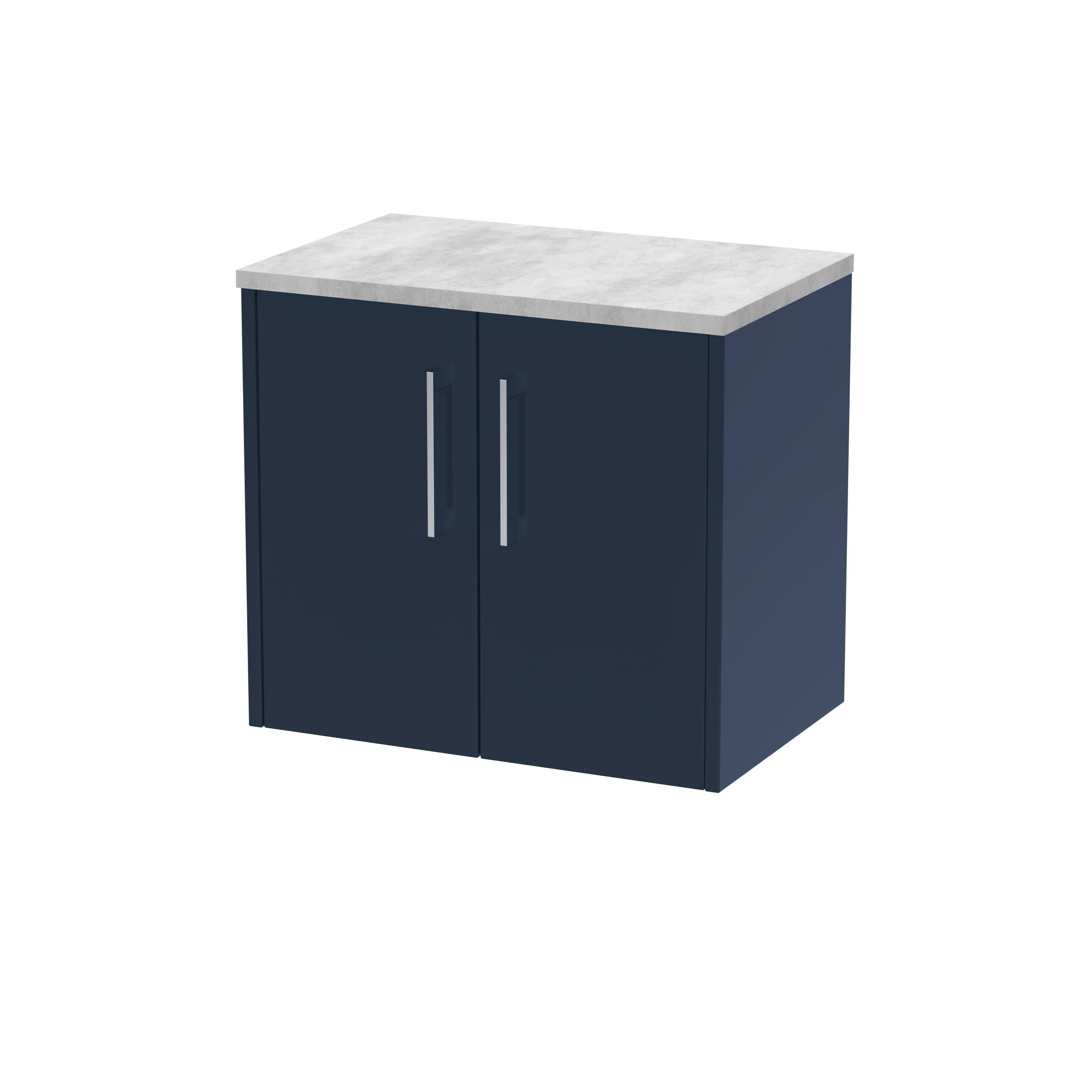 Hudson Reed Juno 600mm Wall Hung 2-Door Vanity & Laminate Top - Electric Blue