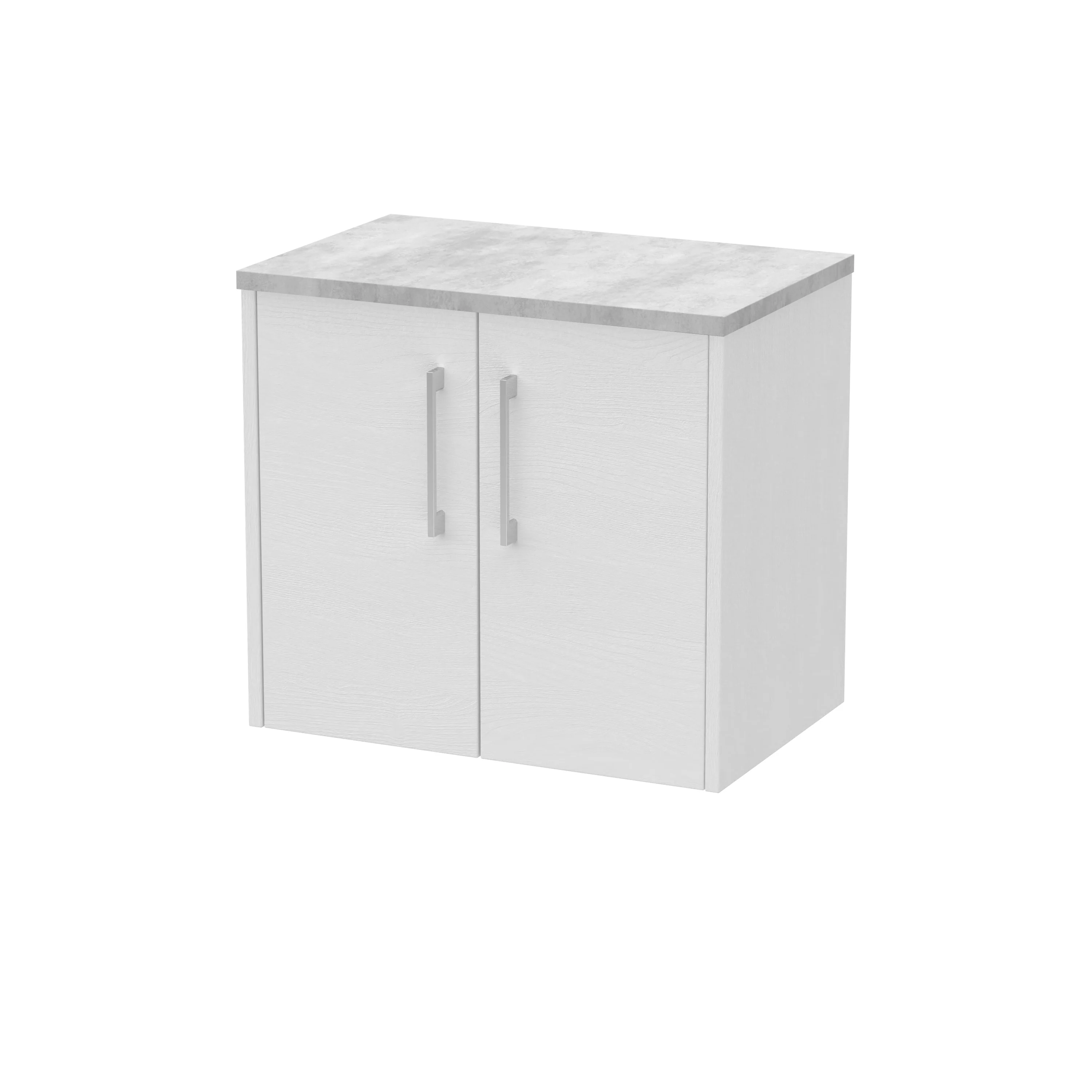 Hudson Reed Juno 600mm Wall Hung 2-Door Vanity & Laminate Top - White Ash