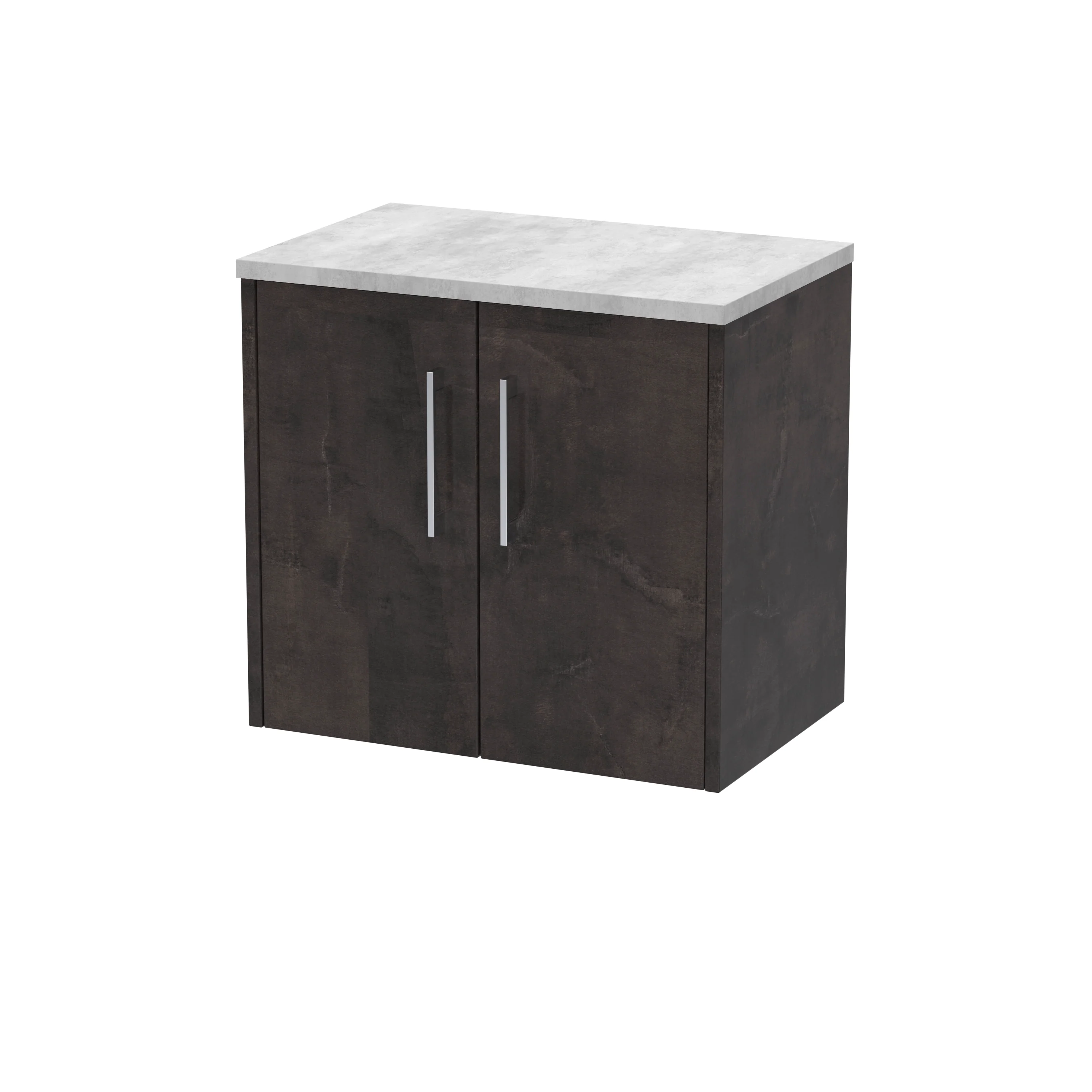 Hudson Reed Juno 600mm Wall Hung 2-Door Vanity & Worktop - Metallic Slate